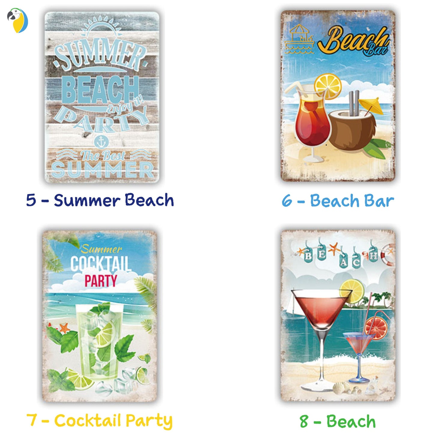 Summer Beach Vintage Metal Plaque | Cocktail Tin Sign Wall Art Decoration For Bar Pub Seaside Room Beach House | Ocean Metal Print | Leo Inglesi Studio Etsy Shop