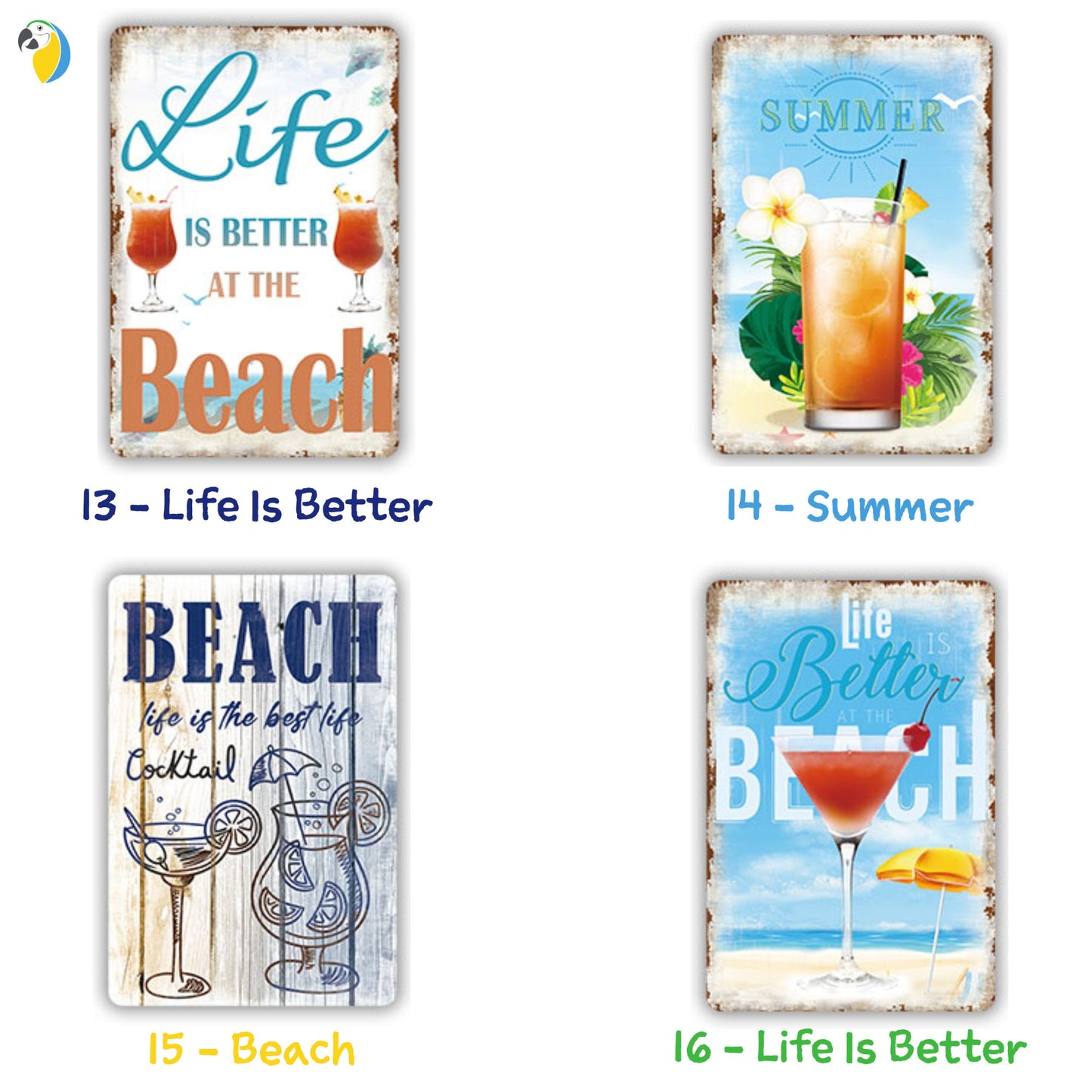 Summer Beach Vintage Metal Plaque | Cocktail Tin Sign Wall Art Decoration For Bar Pub Seaside Room Beach House | Ocean Metal Print | Leo Inglesi Studio Etsy Shop