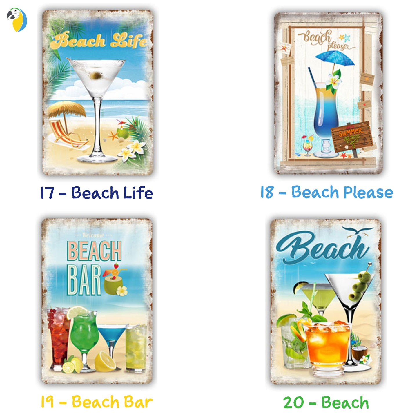 Summer Beach Vintage Metal Plaque | Cocktail Tin Sign Wall Art Decoration For Bar Pub Seaside Room Beach House | Ocean Metal Print | Leo Inglesi Studio Etsy Shop