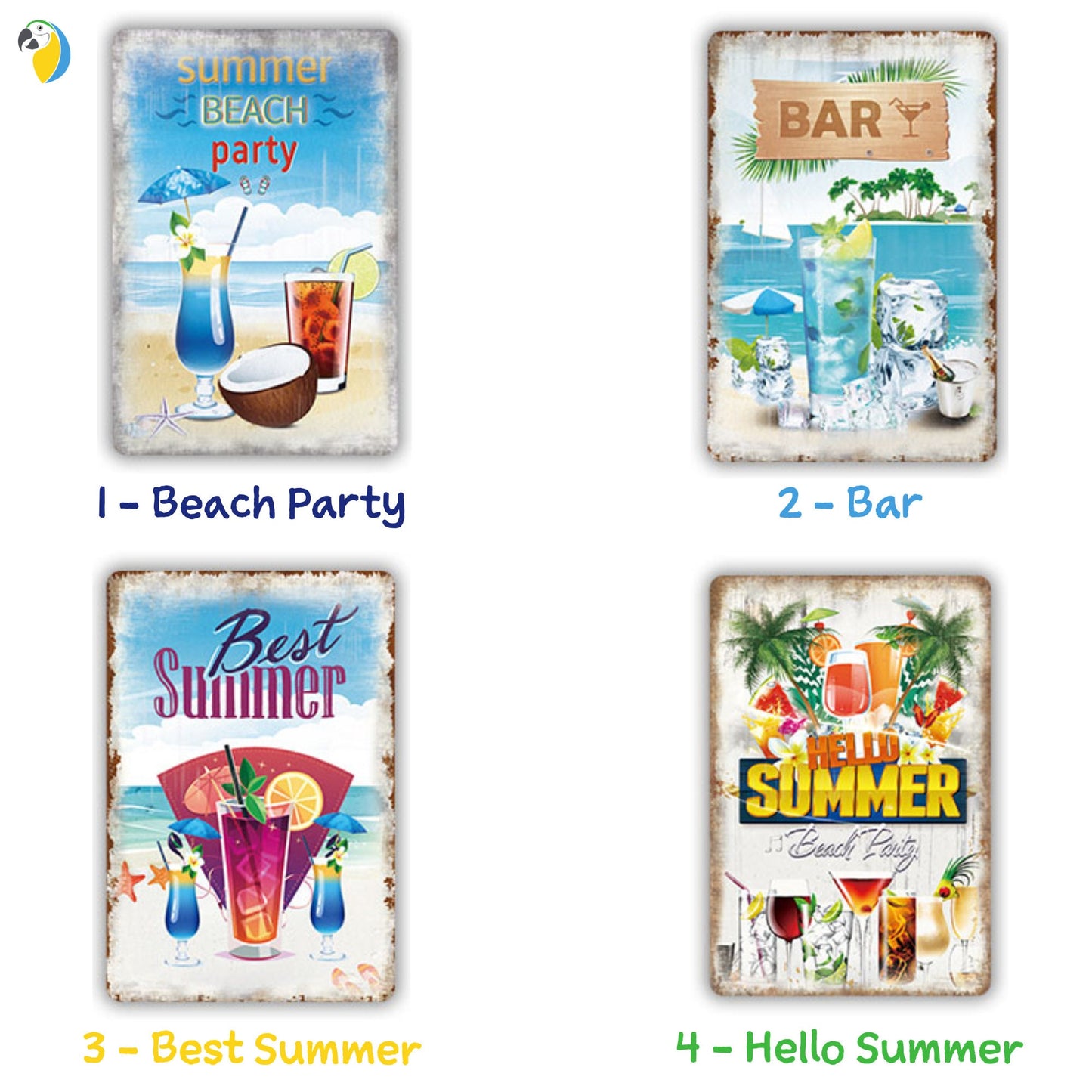 Summer Beach Vintage Metal Plaque | Cocktail Tin Sign Wall Art Decoration For Bar Pub Seaside Room Beach House | Ocean Metal Print | Leo Inglesi Studio Etsy Shop