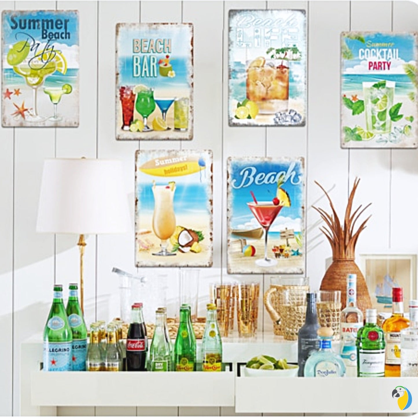 Summer Beach Vintage Metal Plaque | Cocktail Tin Sign Wall Art Decoration For Bar Pub Seaside Room Beach House | Ocean Metal Print | Leo Inglesi Studio Etsy Shop