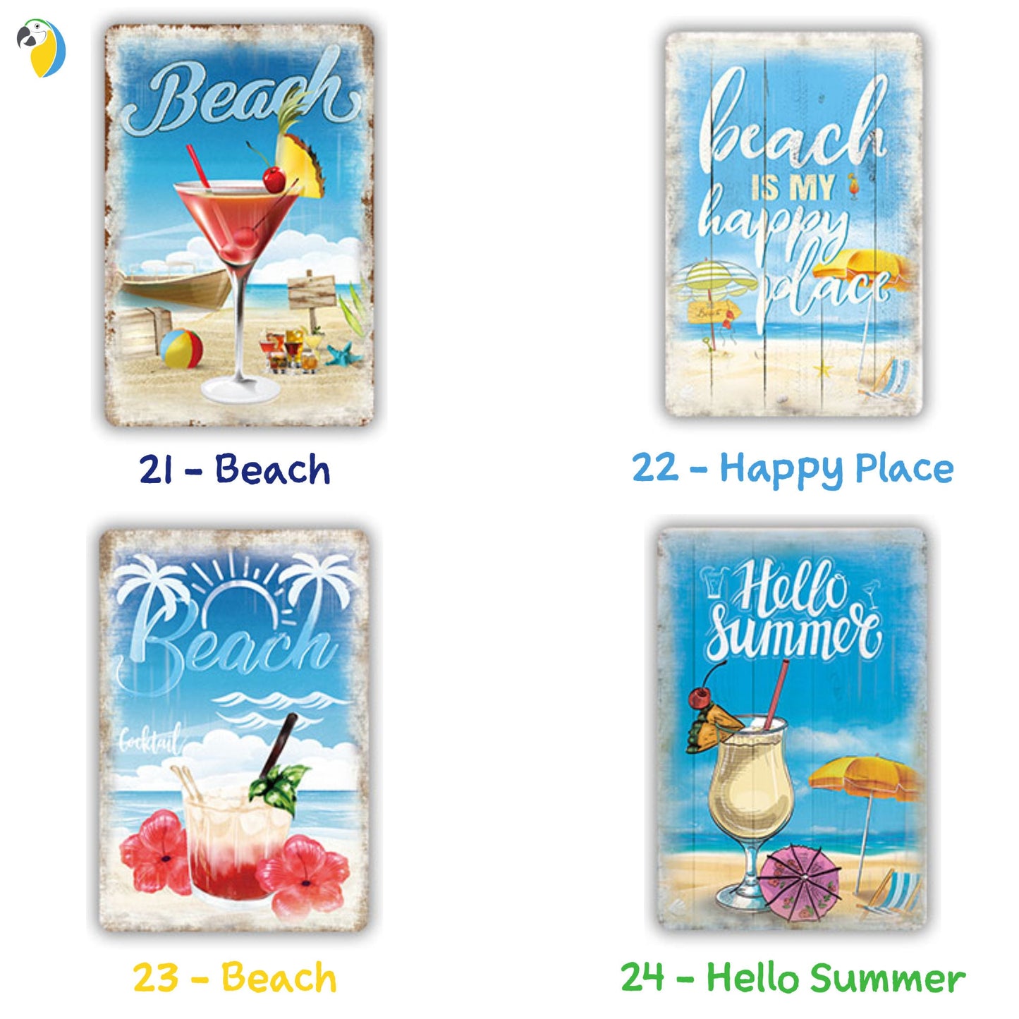 Summer Beach Vintage Metal Plaque | Cocktail Tin Sign Wall Art Decoration For Bar Pub Seaside Room Beach House | Ocean Metal Print | Leo Inglesi Studio Etsy Shop