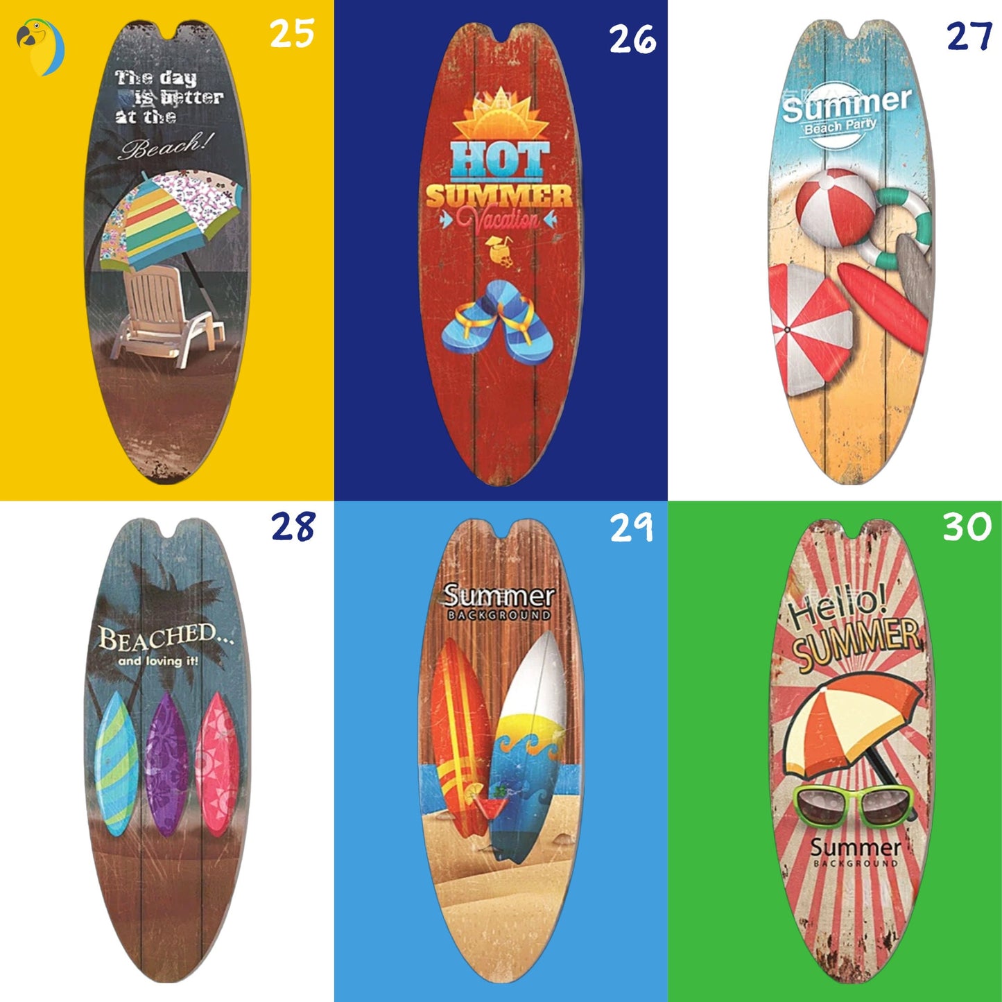 Decorative Wood Surfboard Shaped Wall Hanging For Beach & Coastal Decor | Ocean Surfing Wooden Print Ornament | Surf Sign Gift For Surfers | Papagaio Studio Etsy Shop