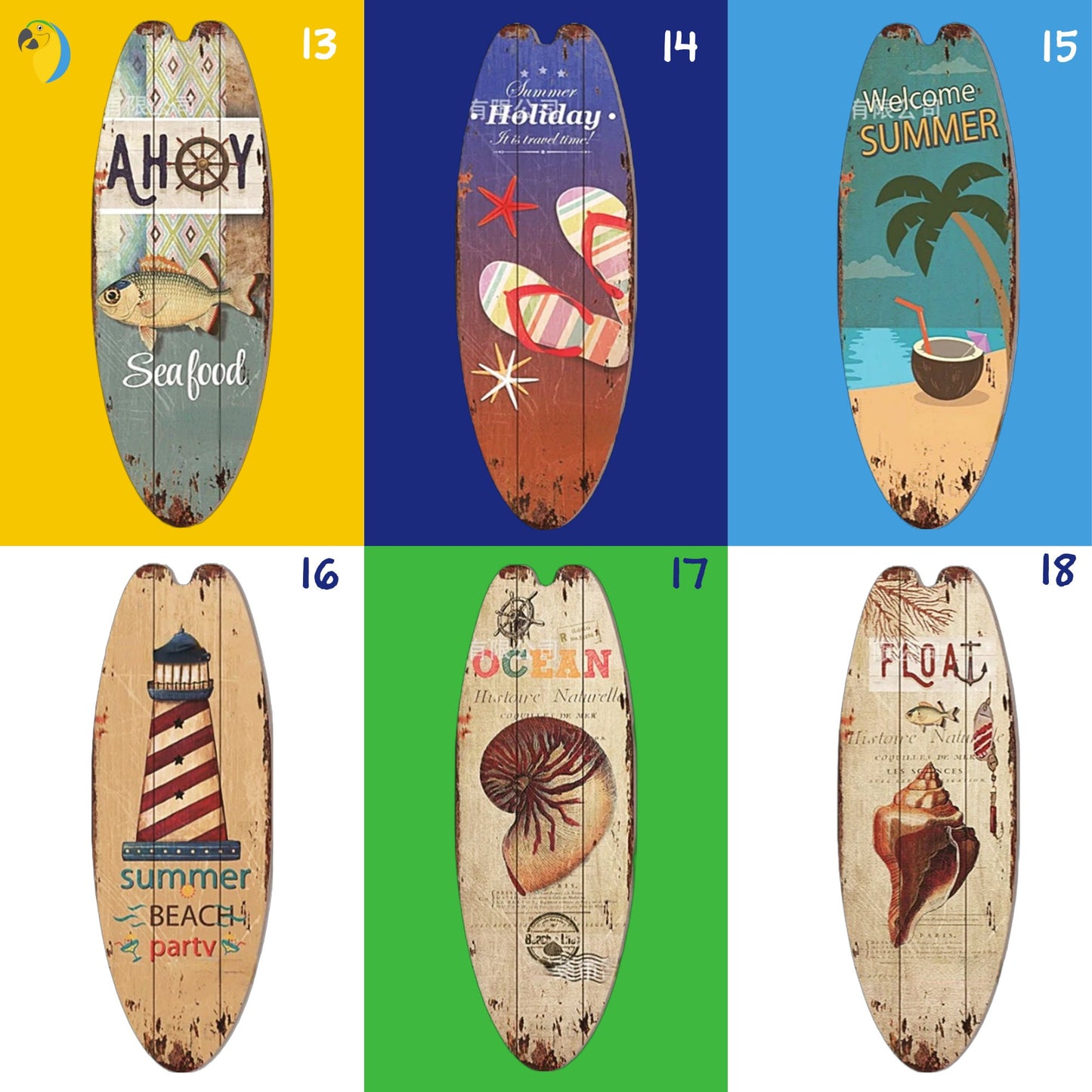 Decorative Wood Surfboard Shaped Wall Hanging For Beach & Coastal Decor | Ocean Surfing Wooden Print Ornament | Surf Sign Gift For Surfers | Papagaio Studio Etsy Shop