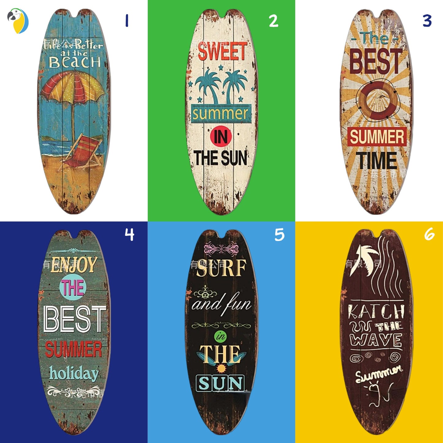 Decorative Wood Surfboard Shaped Wall Hanging For Beach & Coastal Decor | Ocean Surfing Wooden Print Ornament | Surf Sign Gift For Surfers | Papagaio Studio Etsy Shop