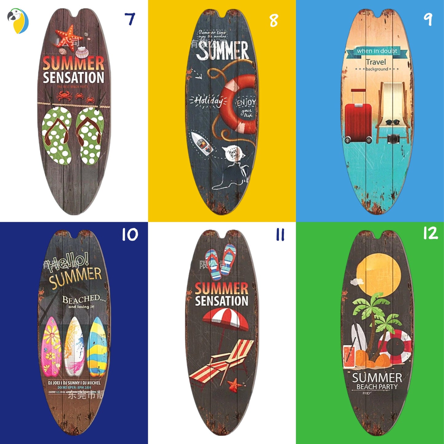 Decorative Wood Surfboard Shaped Wall Hanging For Beach & Coastal Decor | Ocean Surfing Wooden Print Ornament | Surf Sign Gift For Surfers | Papagaio Studio Etsy Shop