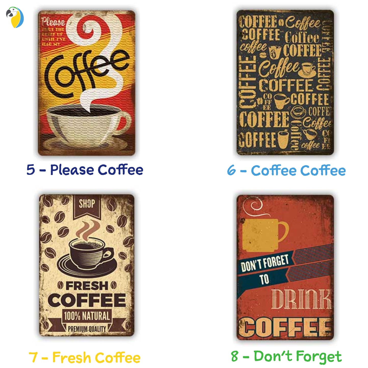 Coffee Shop Vintage Tin Sign | Italian Espresso Retro Metal Sign | Decorative Café Plaque For Kitchen Living Room Coffee Bar Decor | Papagaio Studio Etsy Shop