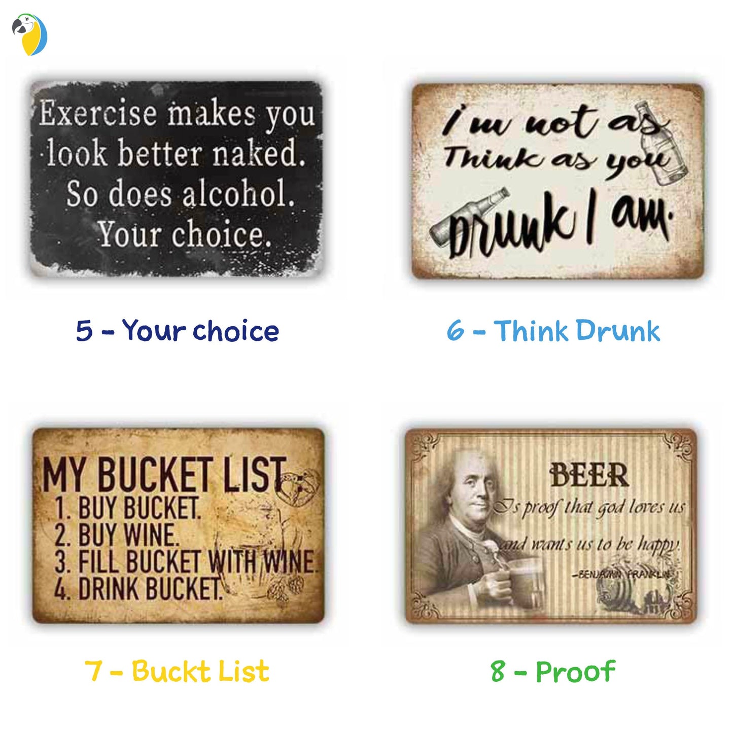 Funny Drinking Metal Sign Print | Shabby Chic Vintage Bar Decor For Kitchen Men Cave Garage | Beer Tin Plaque Gift For Friend | Papagaio Studio Etsy Shop