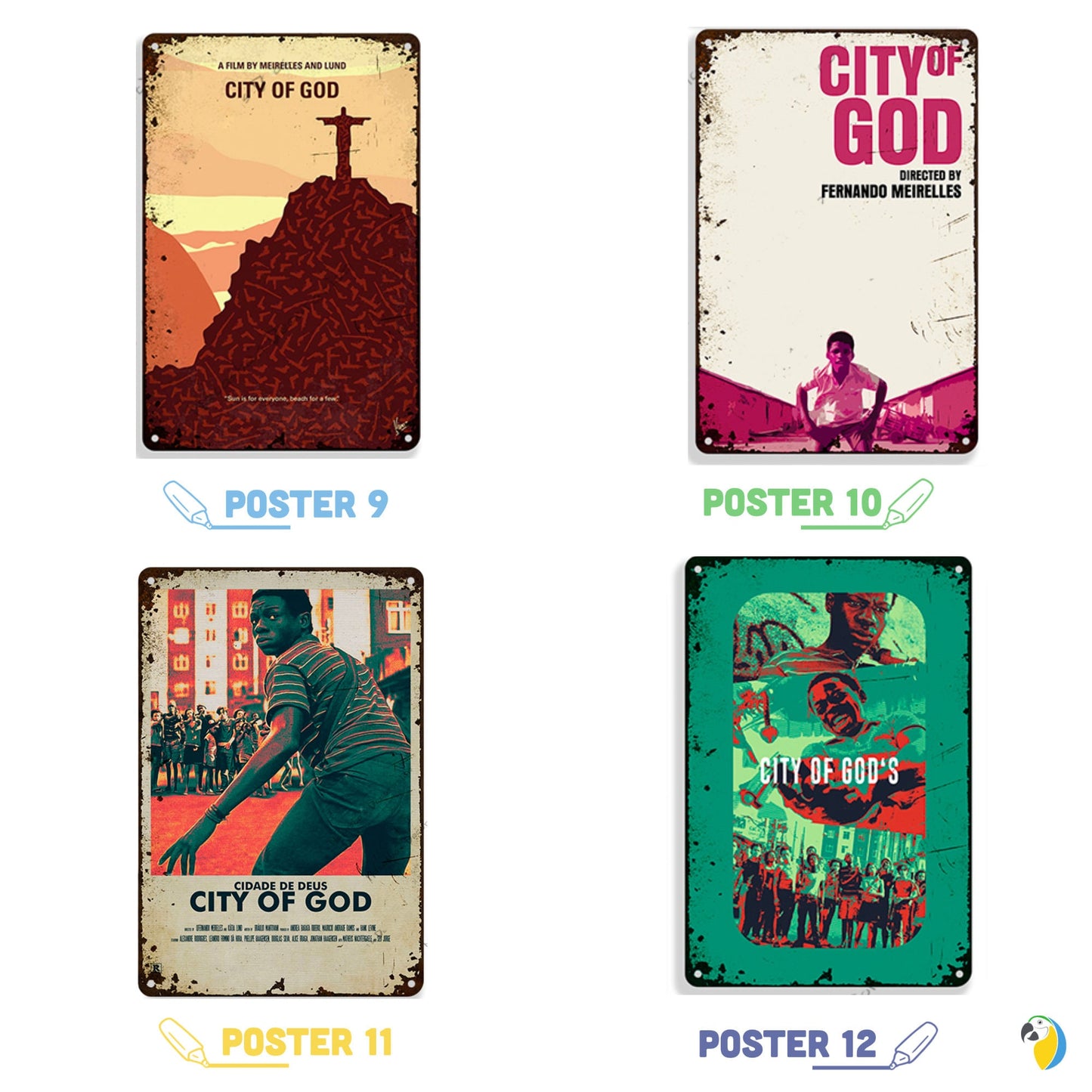 Metal Print Of Brazilian Film Cidade de Deus | Brazil Tin Sign For Indie Movie Fan | City Of God Retro Metal Plaque | Wall Art For TV Room Bar Decor | Papagaio Studio Etsy Shop