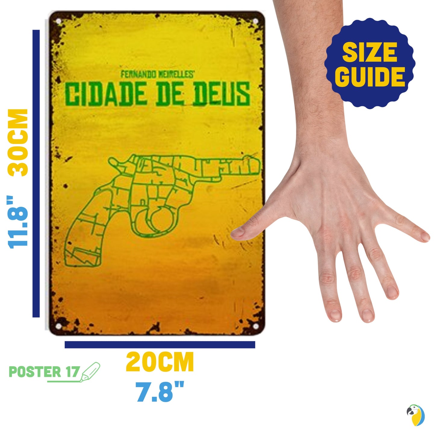 Metal Print Of Brazilian Film Cidade de Deus | Brazil Tin Sign For Indie Movie Fan | City Of God Retro Metal Plaque | Wall Art For TV Room Bar Decor | Papagaio Studio Etsy Shop