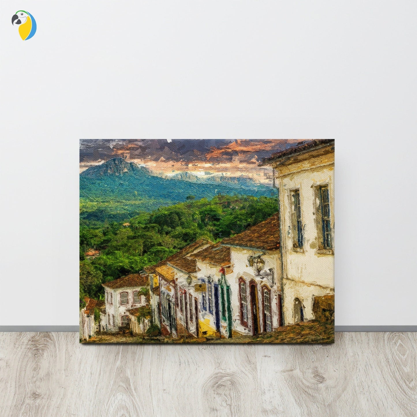 Brazil Minas Gerais Impressionist Painting Thin Canvas Print | Brazilian Artist Wall Art For Tropical Beach Coastal Boheme Decor
