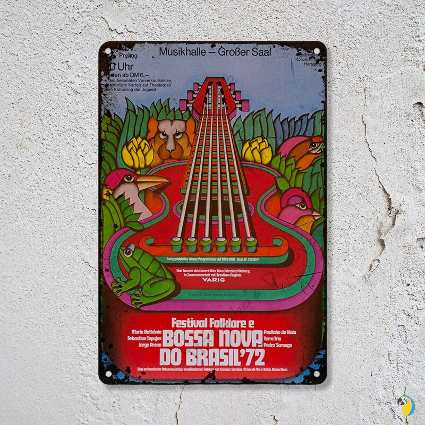 Brazil Bossa Nova Vintage Metal Poster | 1950s Brazilian Jazz Music Tin Sign For Man Cave Cafe Bar Game Room| Retro Plaque Shabby Chic Decor | Papagaio Studio Etsy Shop
