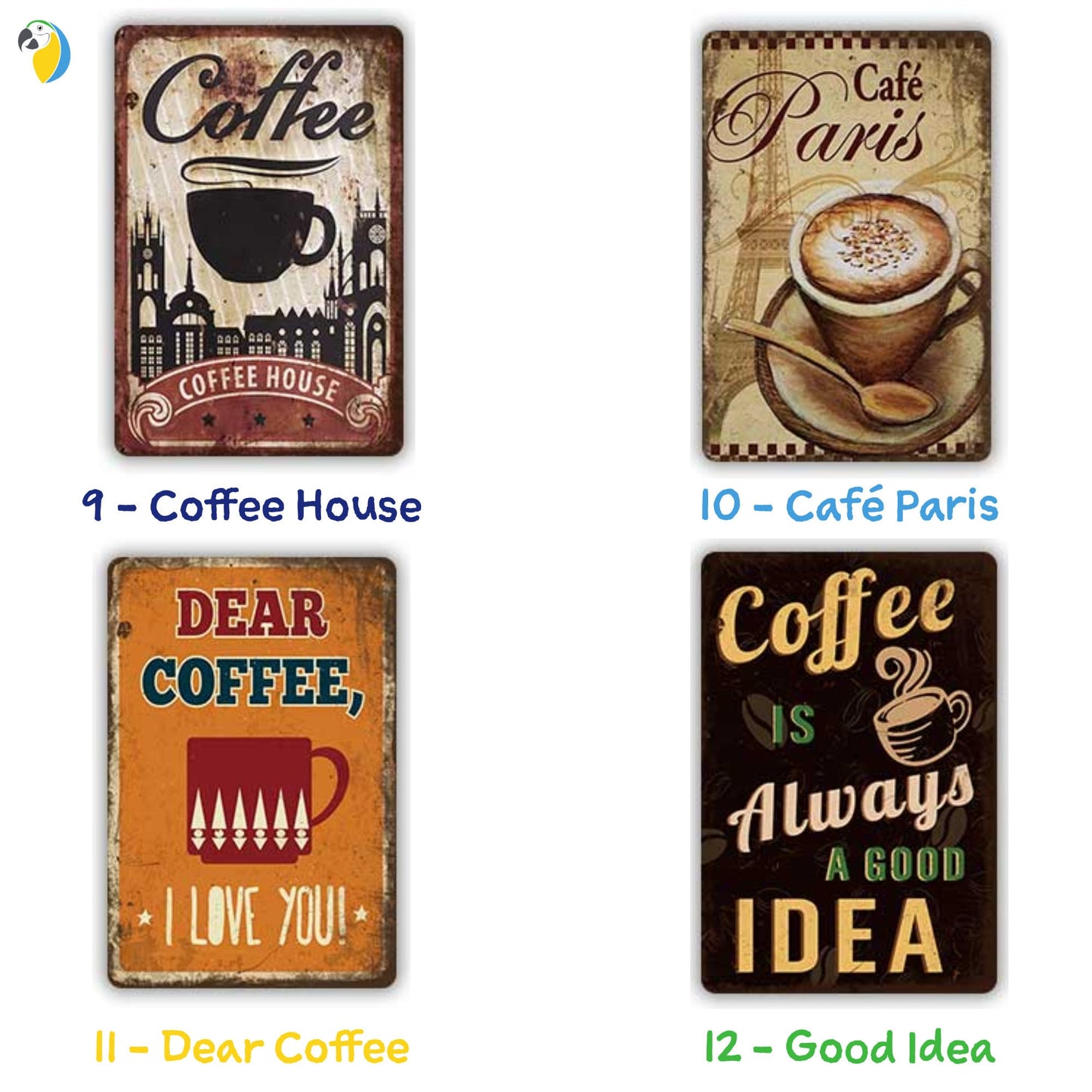 Coffee Shop Vintage Tin Sign | Italian Espresso Retro Metal Sign | Decorative Café Plaque For Kitchen Living Room Coffee Bar Decor | Papagaio Studio Etsy Shop