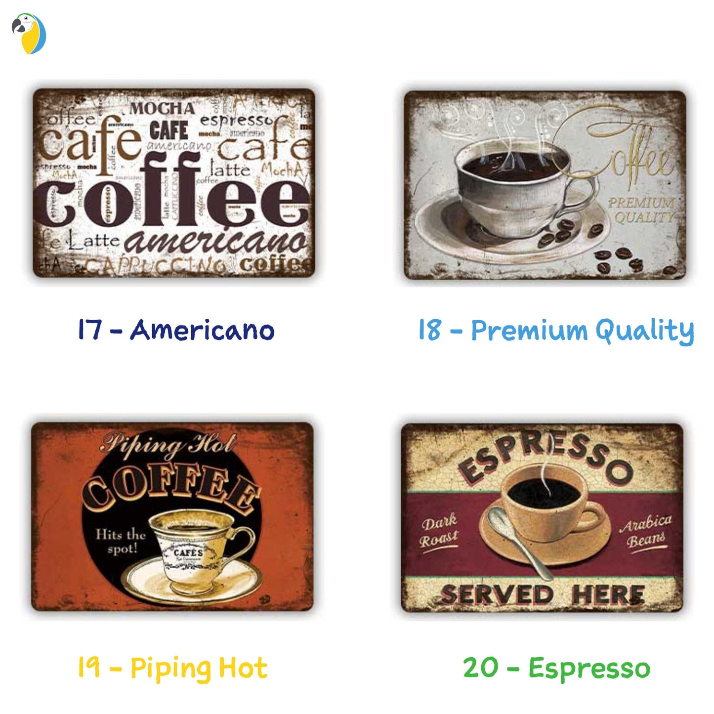 Coffee Shop Vintage Tin Sign | Italian Espresso Retro Metal Sign | Decorative Café Plaque For Kitchen Living Room Coffee Bar Decor | Papagaio Studio Etsy Shop