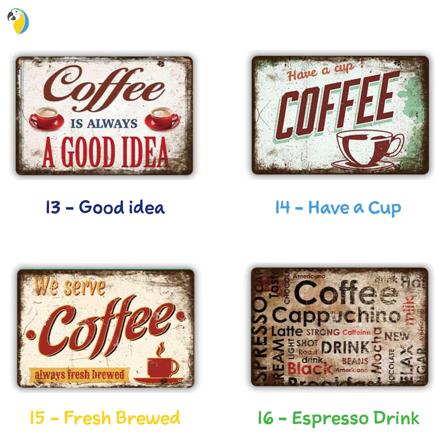 Coffee Shop Vintage Tin Sign | Italian Espresso Retro Metal Sign | Decorative Café Plaque For Kitchen Living Room Coffee Bar Decor | Papagaio Studio Etsy Shop