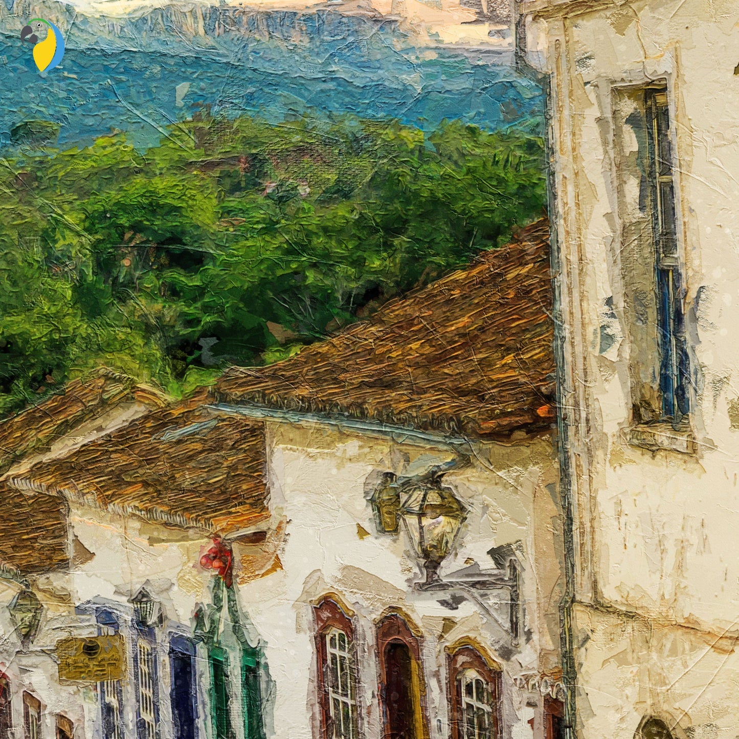 Brazil Minas Gerais Impressionist Painting Thin Canvas Print | Brazilian Artist Wall Art For Tropical Beach Coastal Boheme Decor | PapagaioStudio Etsy Shop
