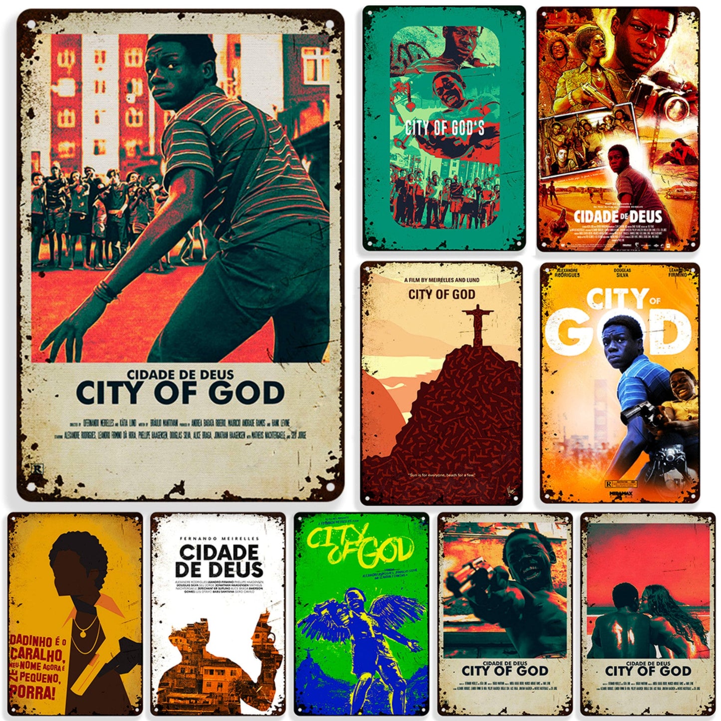 Metal Print Of Brazilian Film Cidade de Deus | Brazil Tin Sign For Indie Movie Fan | City Of God Retro Metal Plaque | Wall Art For TV Room Bar Decor | Papagaio Studio Etsy Shop