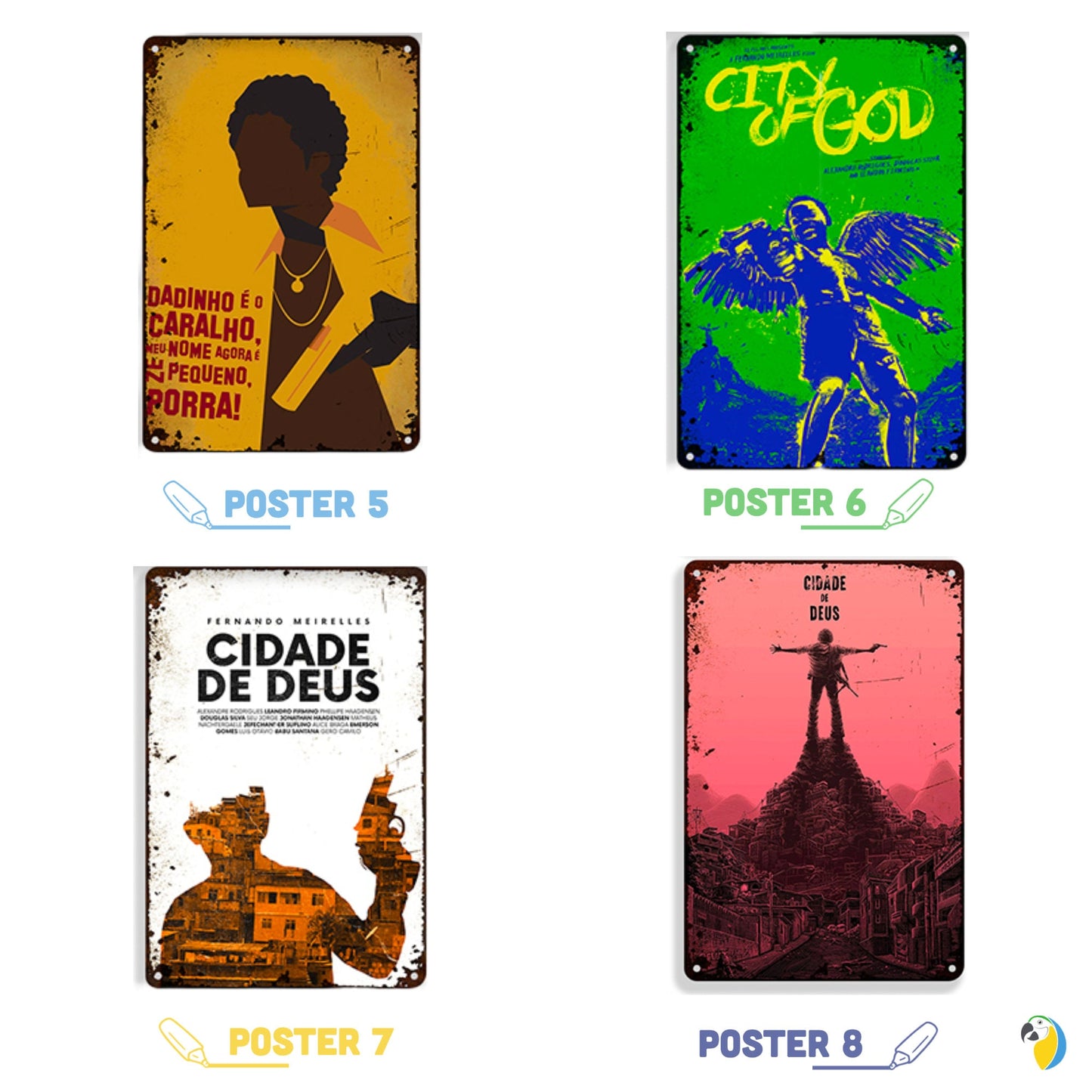 Metal Print Of Brazilian Film Cidade de Deus | Brazil Tin Sign For Indie Movie Fan | City Of God Retro Metal Plaque | Wall Art For TV Room Bar Decor | Papagaio Studio Etsy Shop