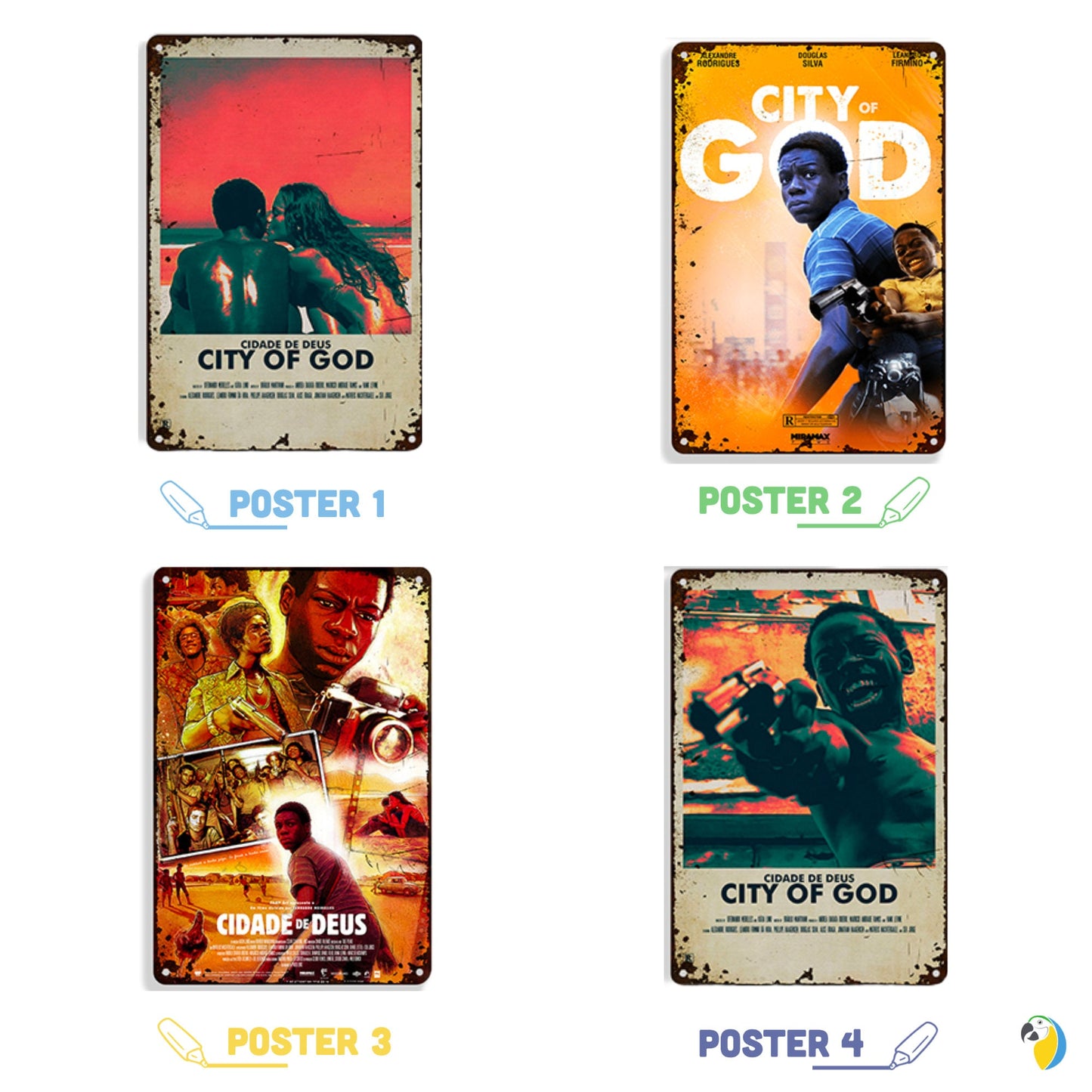 Metal Print Of Brazilian Film Cidade de Deus | Brazil Tin Sign For Indie Movie Fan | City Of God Retro Metal Plaque | Wall Art For TV Room Bar Decor | Papagaio Studio Etsy Shop