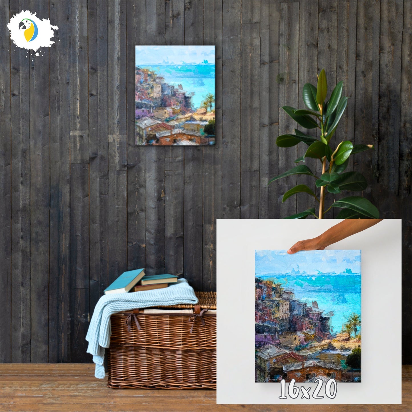 Painting Of The Italian Village Of Vernazza In Cinque Terre Thin Canvas | Mediterranean Italy Travel Impressionist Wall Art Giclée Prin | Papagaio Studio Etsy Shop