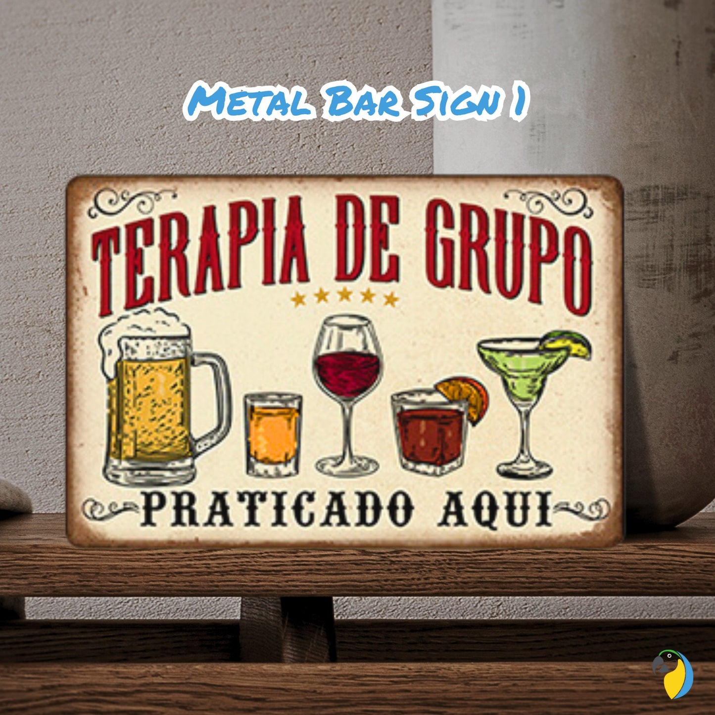 Funny Bar Signs In Brazilian Portuguese | Wine Beer Metal Prints For Brazil-Themed Kitchen Decor | Alcohol Drinking Vintage Tin Plaques | Papagaio Studio Etsy Shop