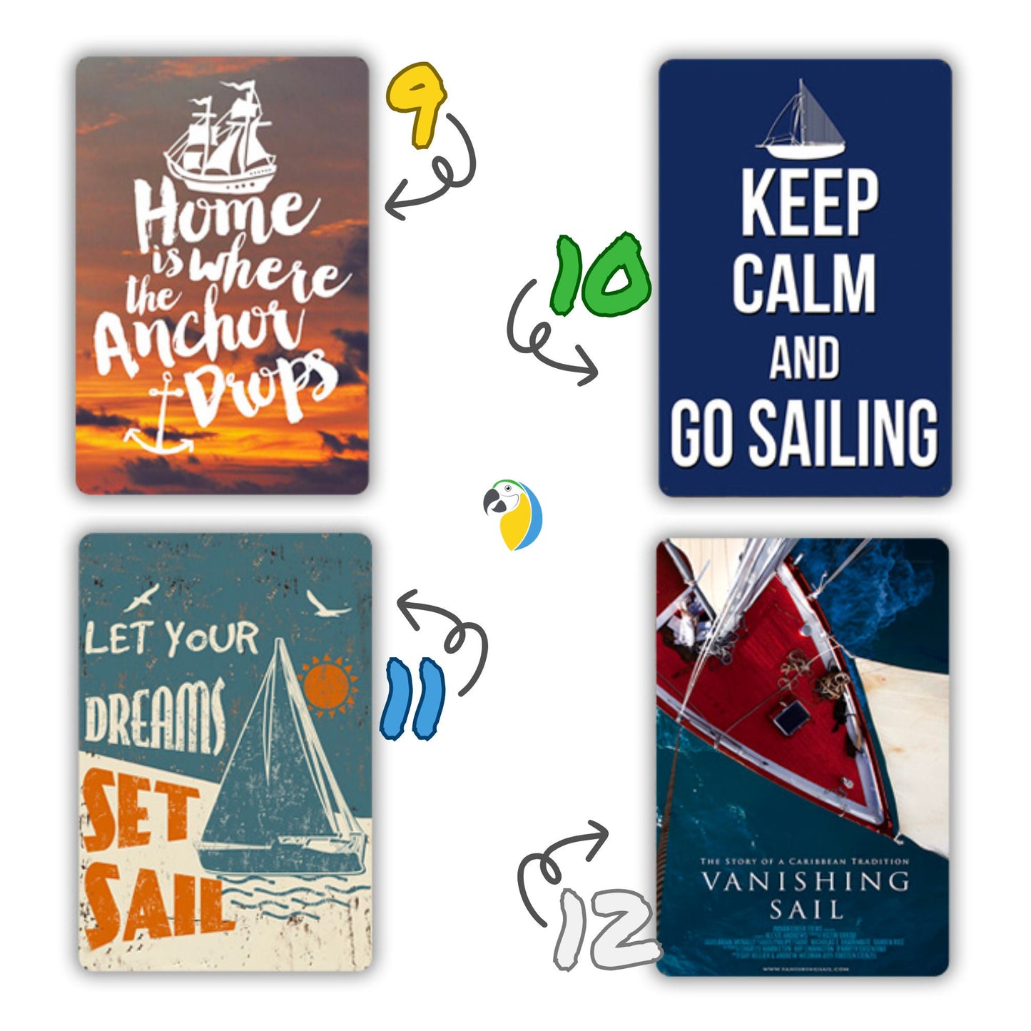Sailing Vintage Metal Print | Retro Boat Tin Sign | Ocean Sail Decoration Plaque For Man Cave | Beach & Coastal Wall Art Decor | Papagaio Studio Etsy Shop