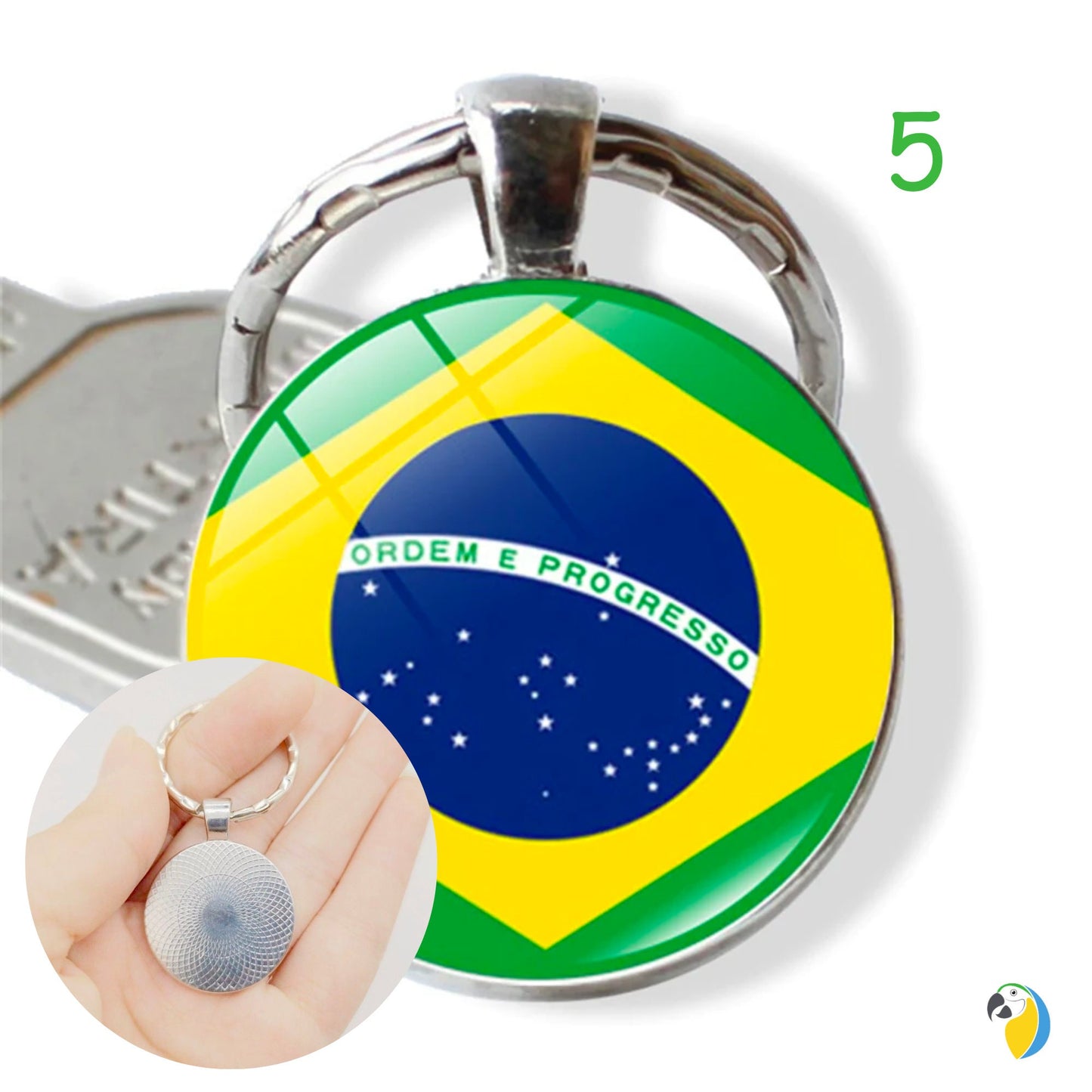 Brazil Flag Soccer Keychain | Brazilian Slippers Charm Keyring | Travel Souvenir Car Key Pendants | Football Double-Sided Print Jewelry Gift | Papagaio Studio Etsy Shop
