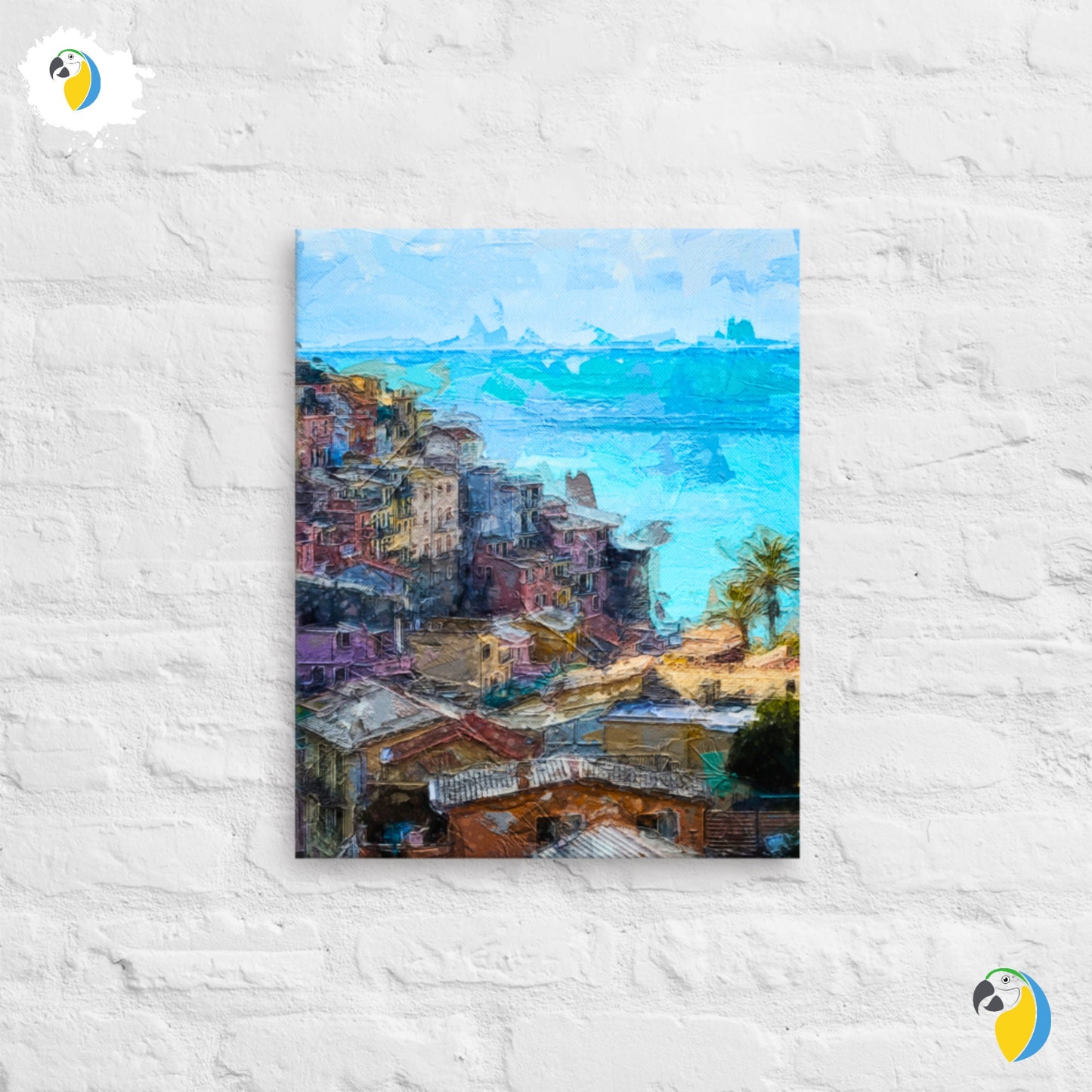 Painting Of The Italian Village Of Vernazza In Cinque Terre Thin Canvas | Mediterranean Italy Travel Impressionist Wall Art Giclée Prin | Papagaio Studio Etsy Shop