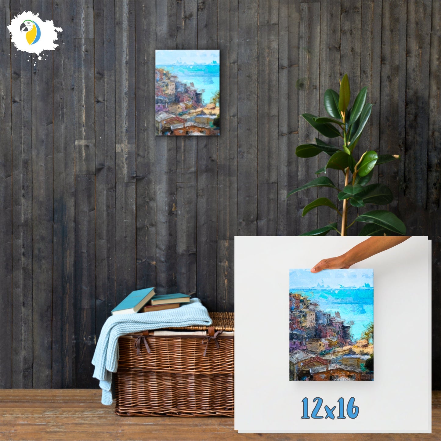 Painting Of The Italian Village Of Vernazza In Cinque Terre Thin Canvas | Mediterranean Italy Travel Impressionist Wall Art Giclée Prin | Papagaio Studio Etsy Shop