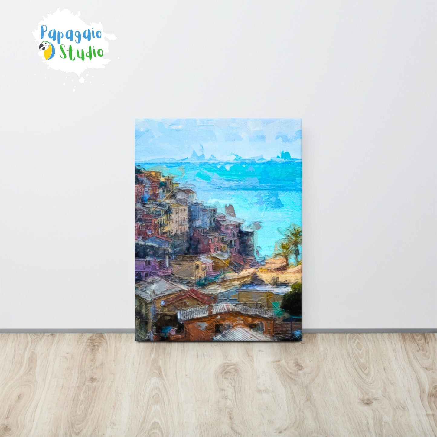 Painting Of The Italian Village Of Vernazza In Cinque Terre Thin Canvas | Mediterranean Italy Travel Impressionist Wall Art Giclée Prin | Papagaio Studio Etsy Shop