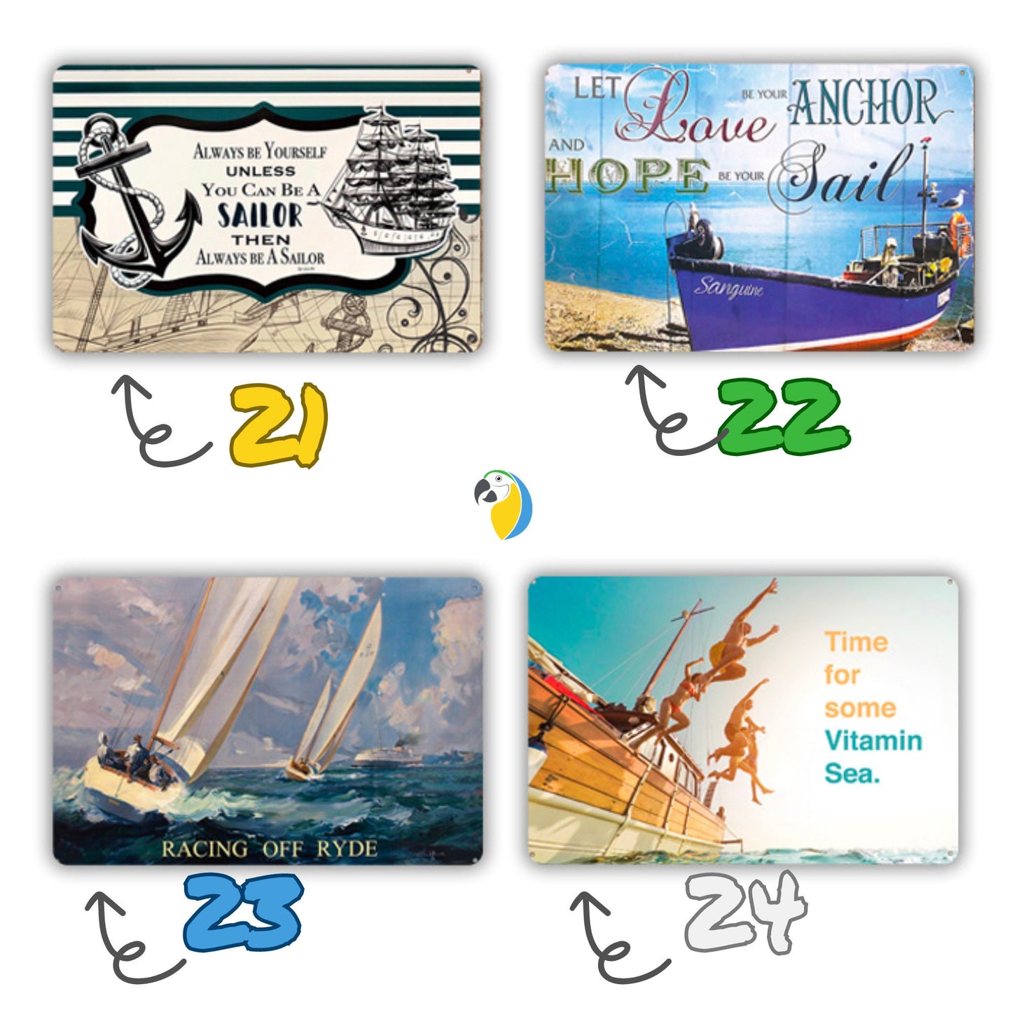 Sailing Vintage Metal Print | Retro Boat Tin Sign | Ocean Sail Decoration Plaque For Man Cave | Beach & Coastal Wall Art Decor | Papagaio Studio Etsy Shop