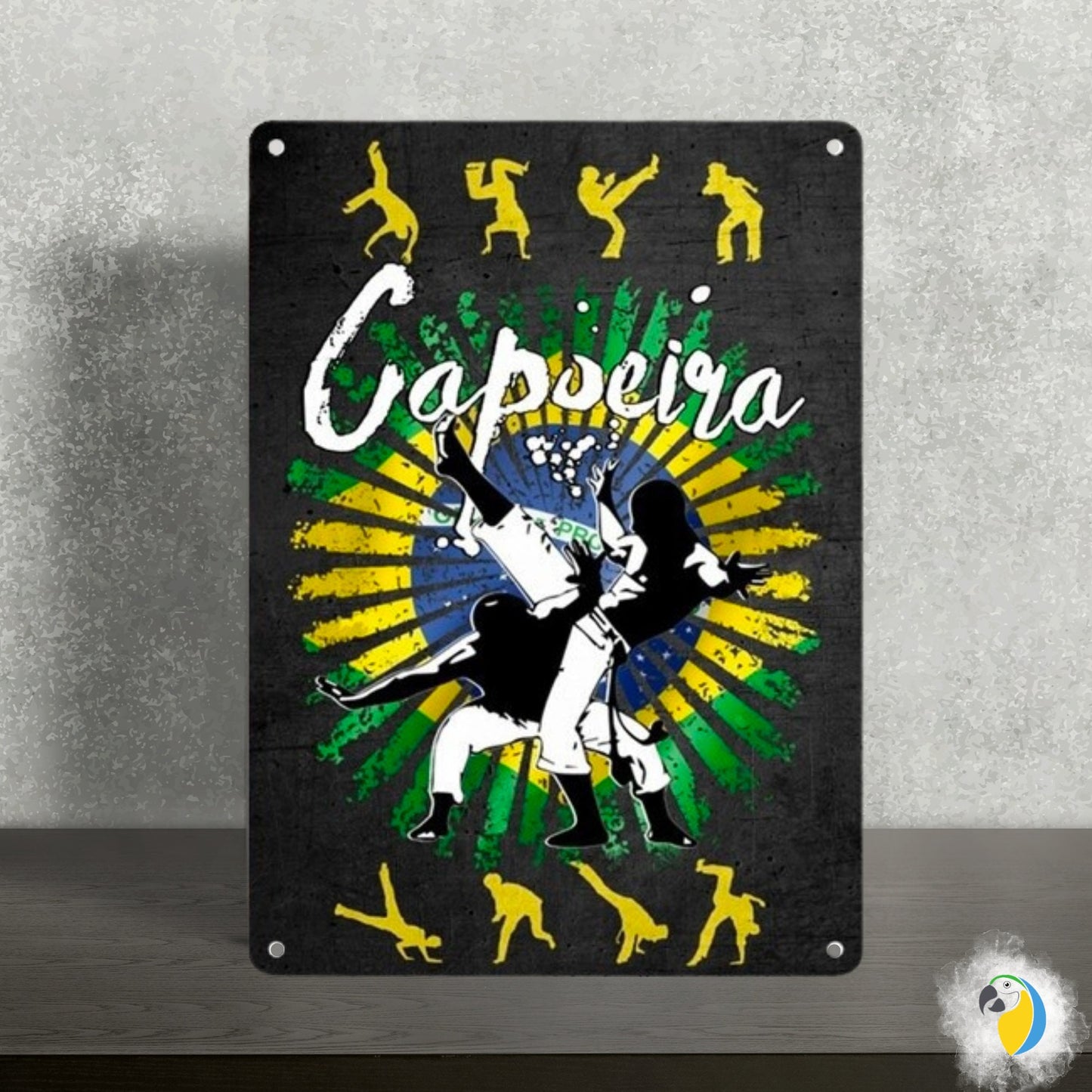 Brazil Capoeira Tin Sign | Afro Brazilian Fight Sport Dance Metal Print | Decorative Wall Hanging For Tropical Shabby Chic Decor | Papagaio Studio Etsy Shop