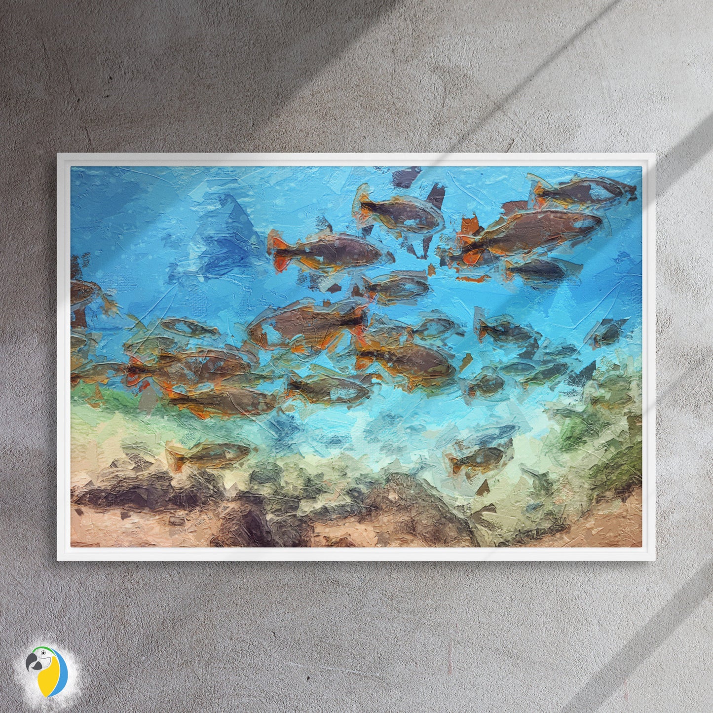 Underwater Impressionist Painting | Bonito Brazil Framed Canvas | Brazilian Wall Art For Coastal & Beach Decor | Ocean Fish Digital Print | Papagaio Studio Etsy Shop