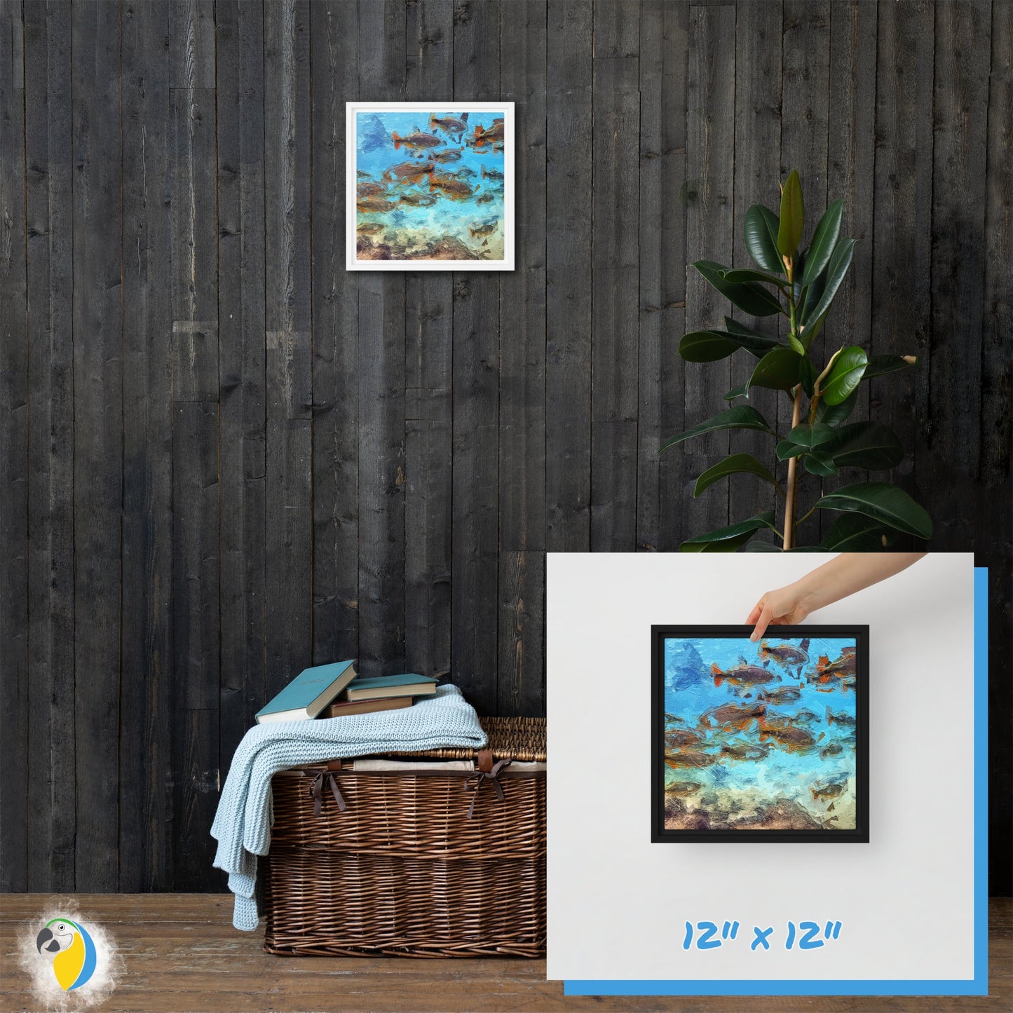 Underwater Impressionist Painting | Bonito Brazil Framed Canvas | Brazilian Wall Art For Coastal & Beach Decor | Ocean Fish Digital Print | Papagaio Studio Etsy Shop
