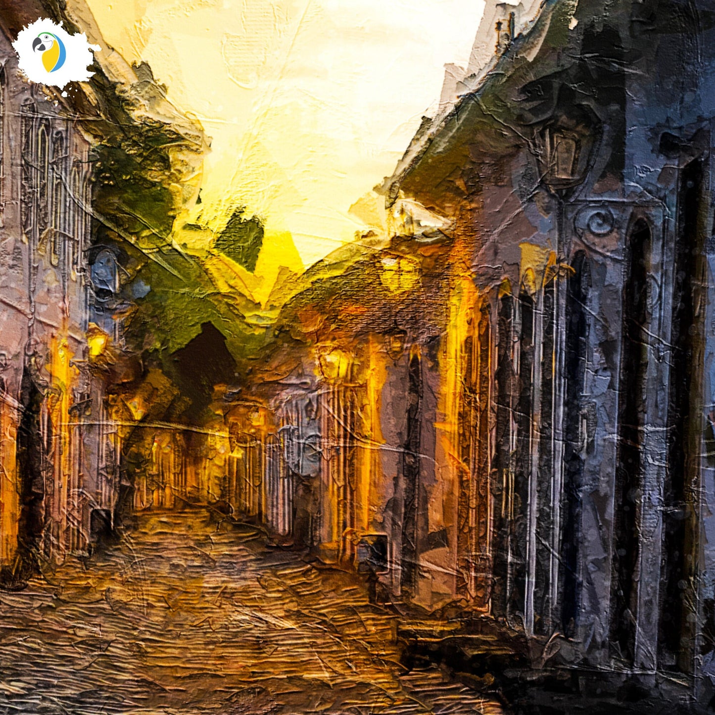 Impressionist Painting Of Paraty Village At Dawn | Brazilian Warm Color Virant Scene Thin Canvas Art | Rio De Janeiro Brazil Digital Print | Apollo Tarot Etsy Shop