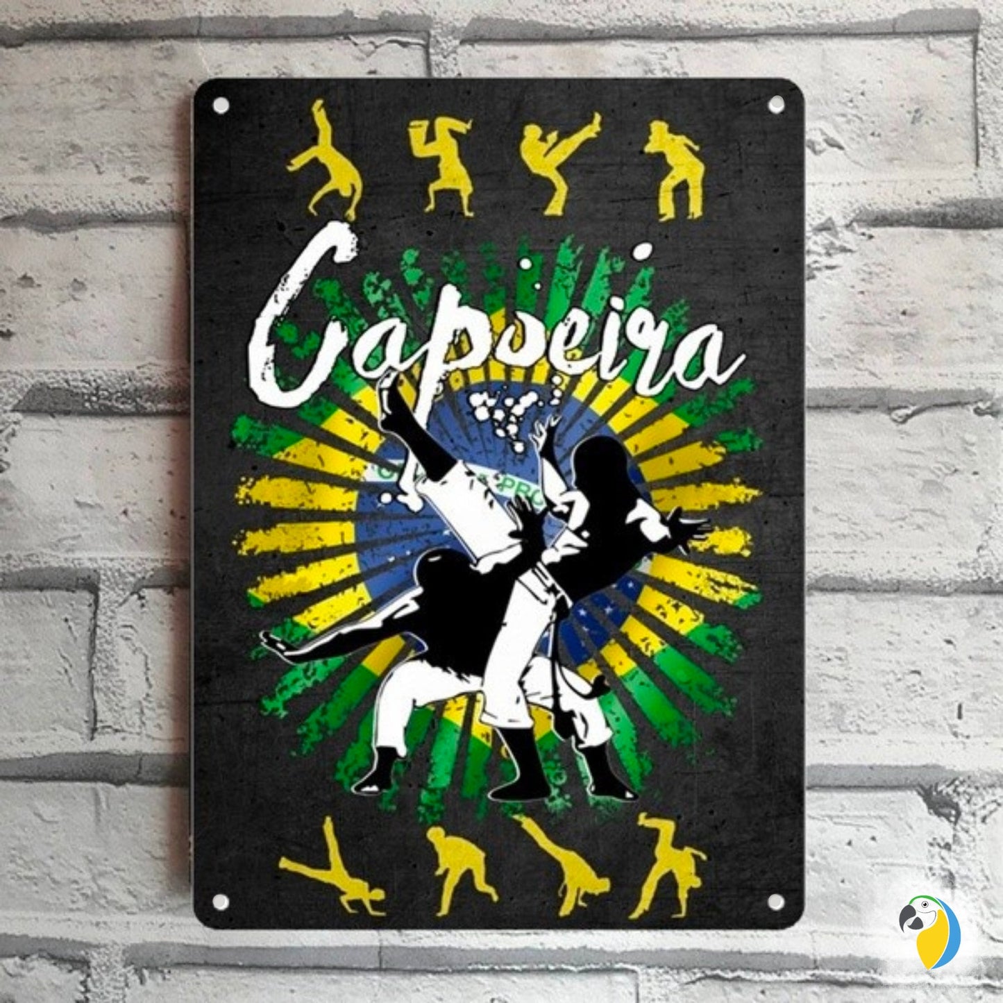 Brazil Capoeira Tin Sign | Afro Brazilian Fight Sport Dance Metal Print | Decorative Wall Hanging For Tropical Shabby Chic Decor | Papagaio Studio Etsy Shop