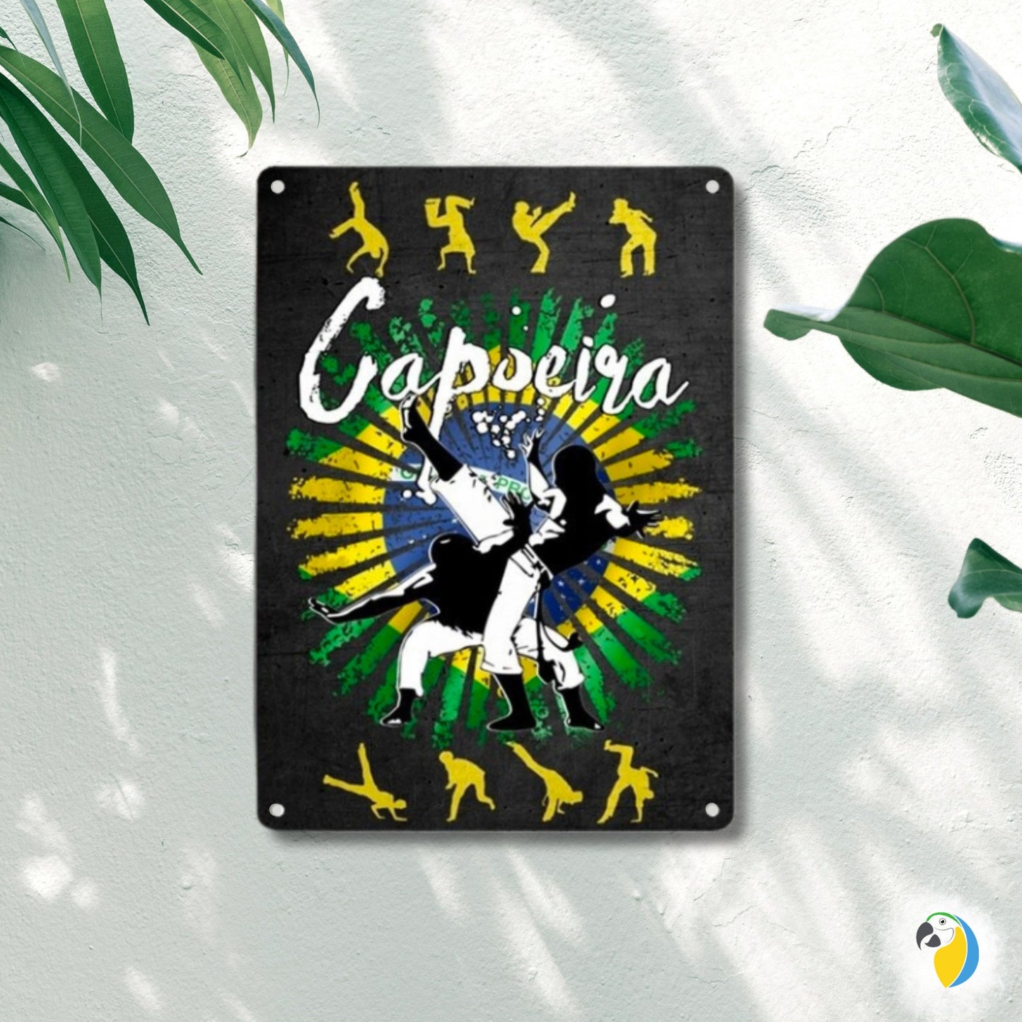 Brazil Capoeira Tin Sign | Afro Brazilian Fight Sport Dance Metal Print | Decorative Wall Hanging For Tropical Shabby Chic Decor | Papagaio Studio Etsy Shop