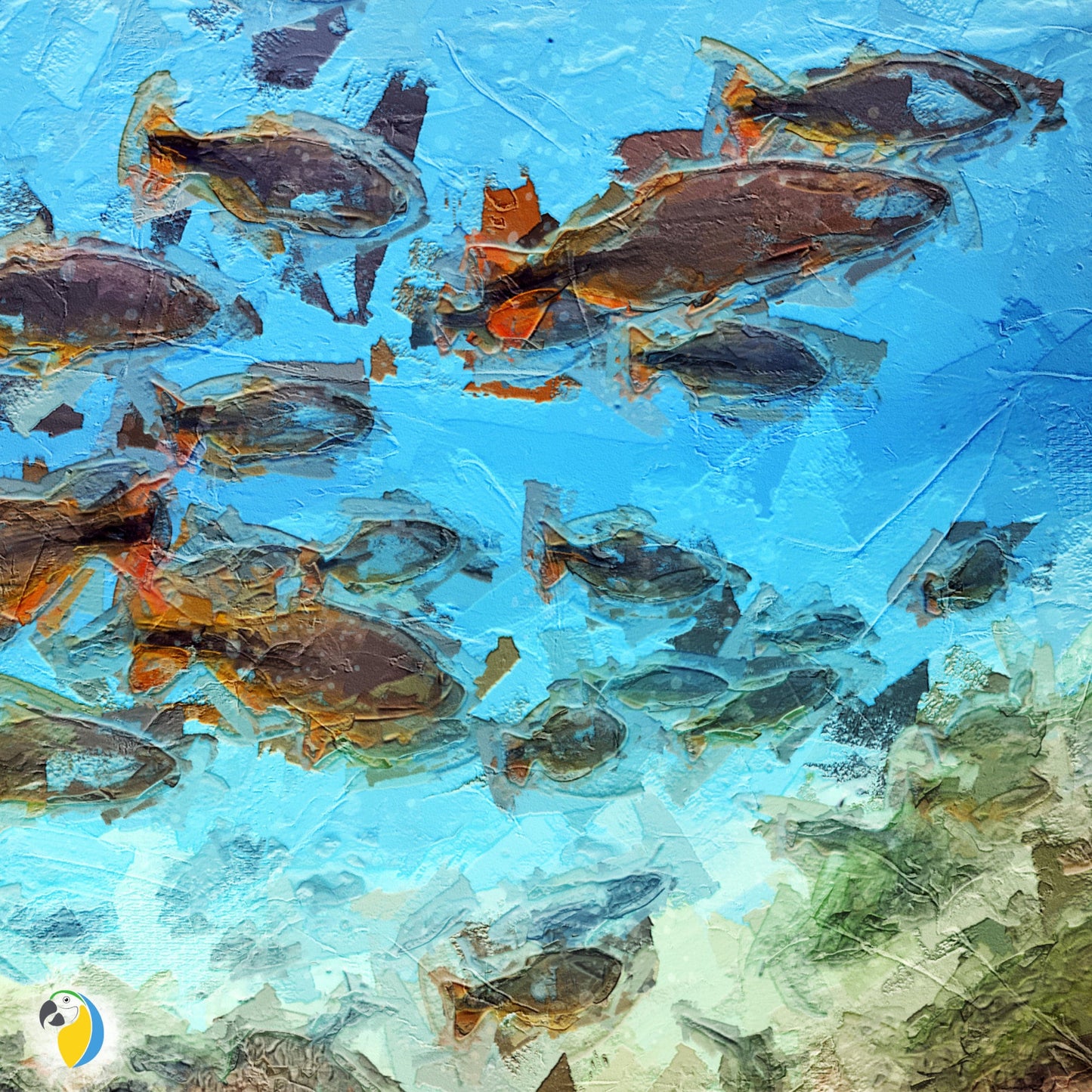 Underwater Impressionist Painting | Bonito Brazil Framed Canvas | Brazilian Wall Art For Coastal & Beach Decor | Ocean Fish Digital Print | Papagaio Studio Etsy Shop