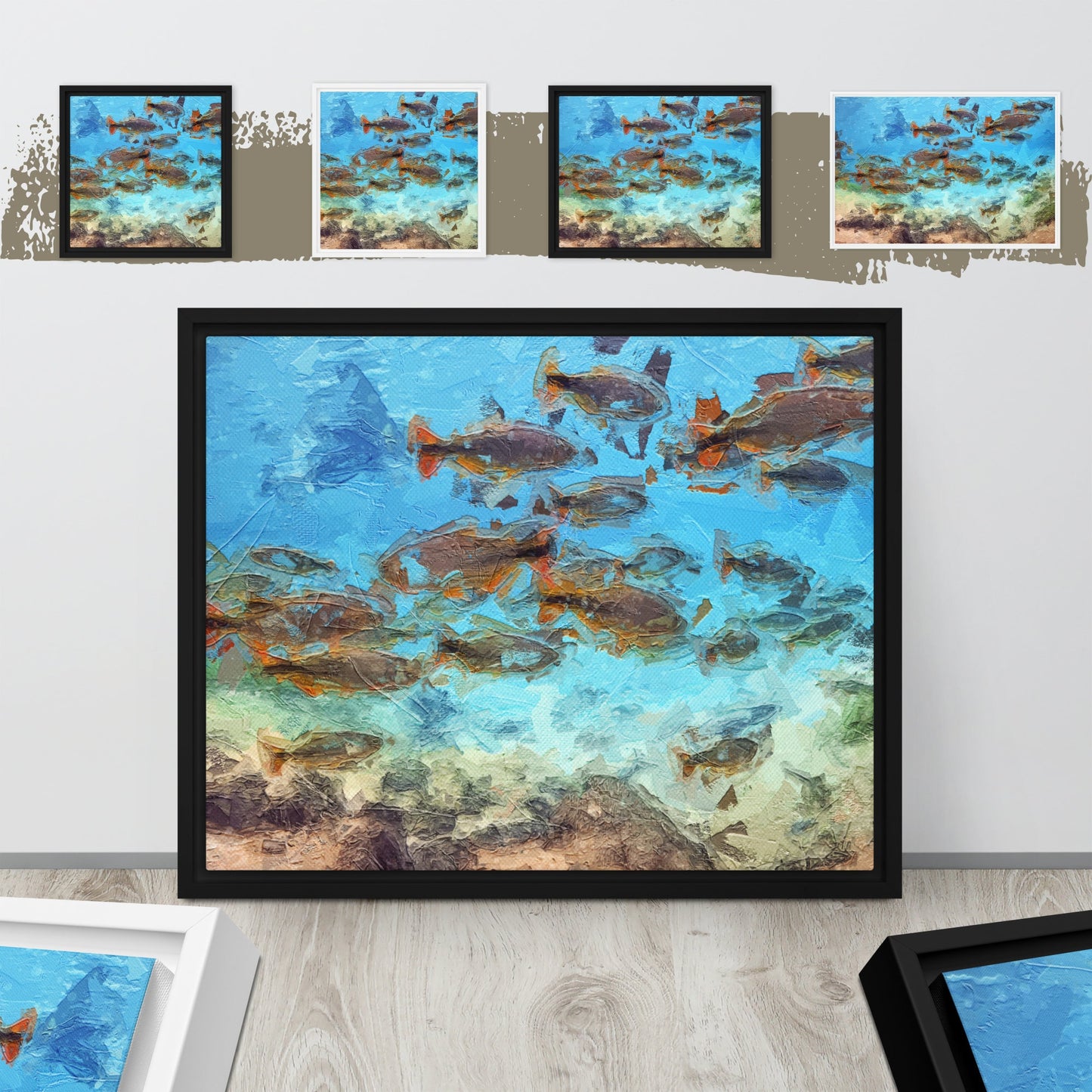 Underwater Impressionist Painting | Bonito Brazil Framed Canvas | Brazilian Wall Art For Coastal & Beach Decor | Ocean Fish Digital Print | Papagaio Studio Etsy Shop