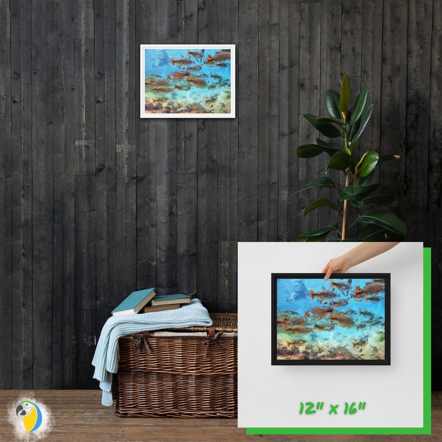 Underwater Impressionist Painting | Bonito Brazil Framed Canvas | Brazilian Wall Art For Coastal & Beach Decor | Ocean Fish Digital Print | Papagaio Studio Etsy Shop
