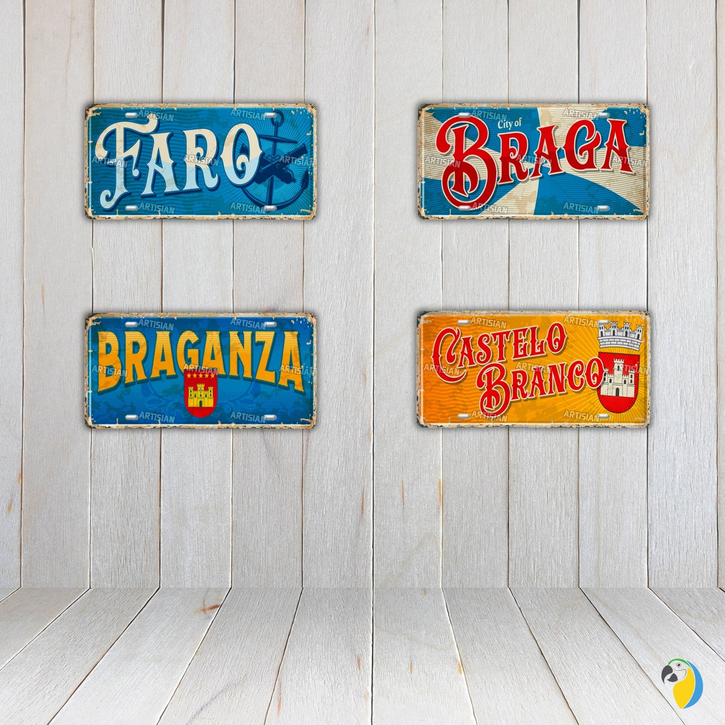 Portugal Landmark License Plate | Portuguese City Metal Sign | Vintage Decorative Plaque Wall Decor | Tin Sign Gift for Europe Travelers | Papagaio Studio Etsy Shop