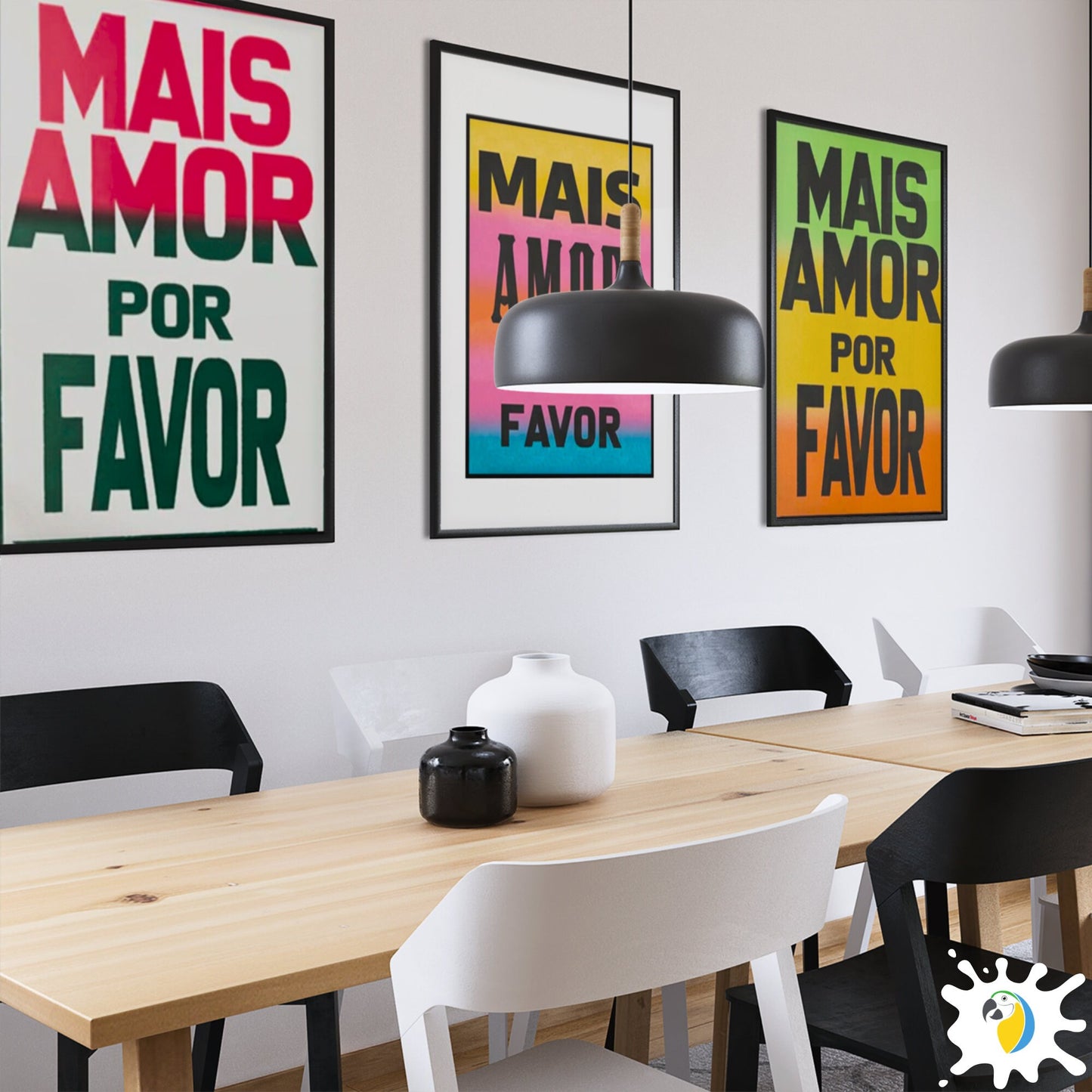 Brazil Lambe-Lambe Street Art Poster | Brazilian Portuguese "Mais Amor Por Favor" High-Quality Canvas Digital Print For Tropical Coastal Beach Decor | Papagaio Studio Etsy Shop