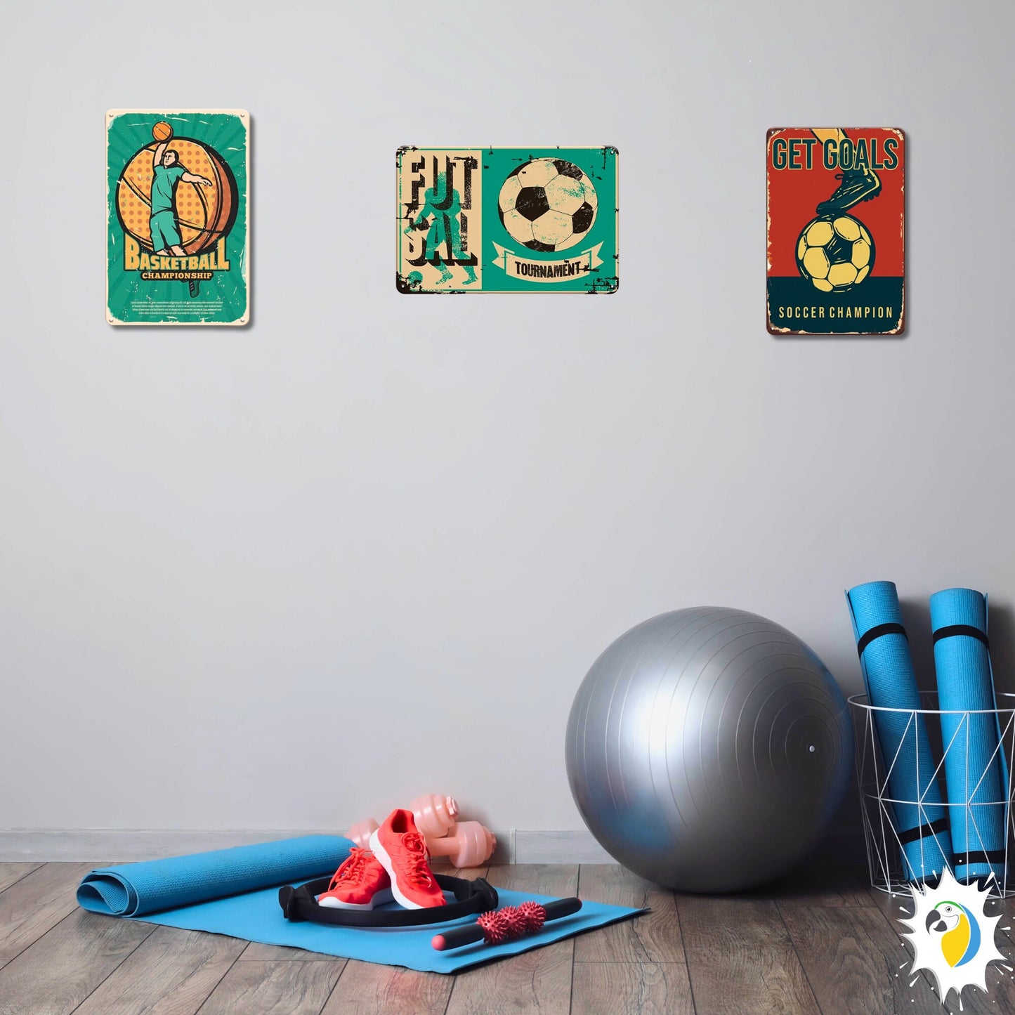 Vintage Ball Sports Tin Sign | Football Baseball Basketball Soccer Futsal Retro Posters Metal Plaques For Men Cave Bar Game Room Decor | Papagaio Studio Etsy Shop