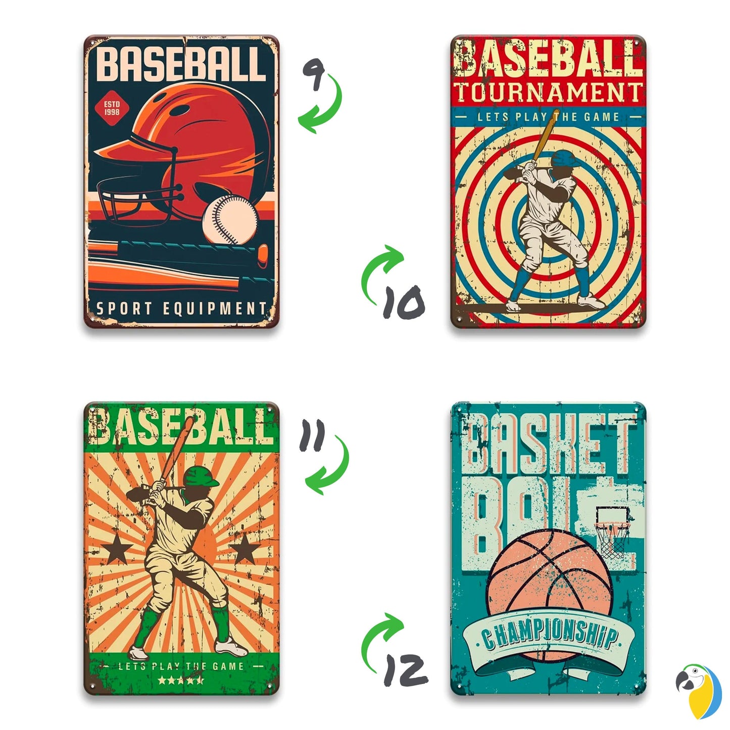Vintage Ball Sports Tin Sign | Football Baseball Basketball Soccer Futsal Retro Posters Metal Plaques For Men Cave Bar Game Room Decor | Papagaio Studio Etsy Shop
