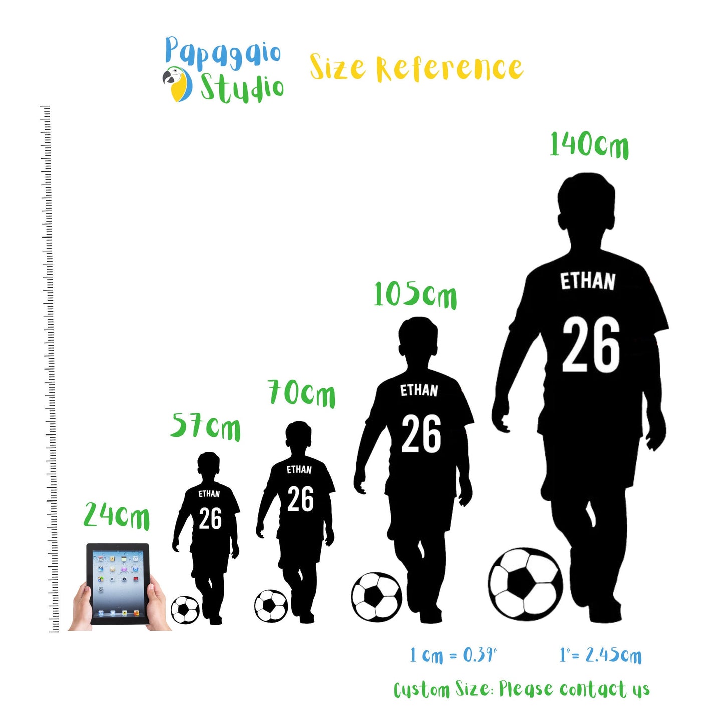 Custom Name and Number Soccer Player Wall Decal | DIY Home Decor For Boys Room | Personalized Sport Football Vinyl Sticker Poster | Papagaio Studio Etsy Shop