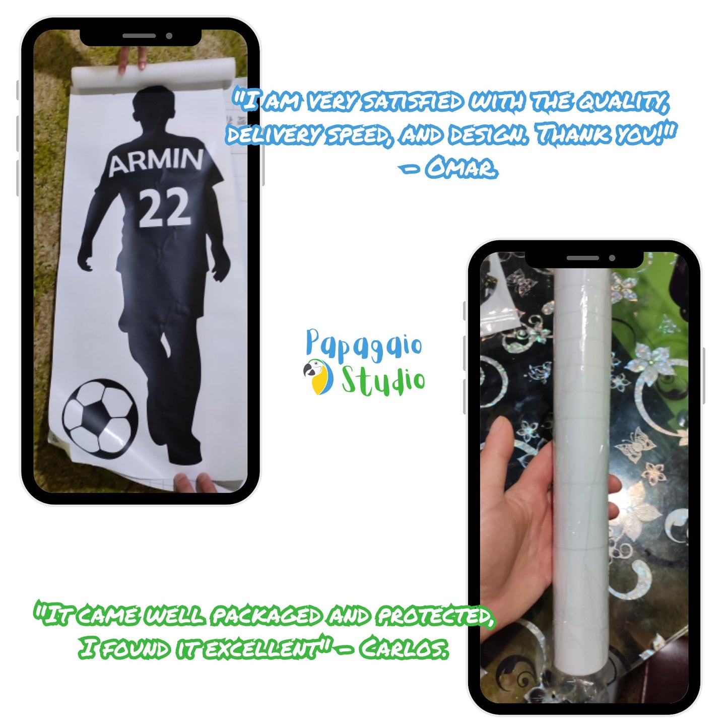 Custom Name and Number Soccer Player Wall Decal | DIY Home Decor For Boys Room | Personalized Sport Football Vinyl Sticker Poster | Papagaio Studio Etsy Shop