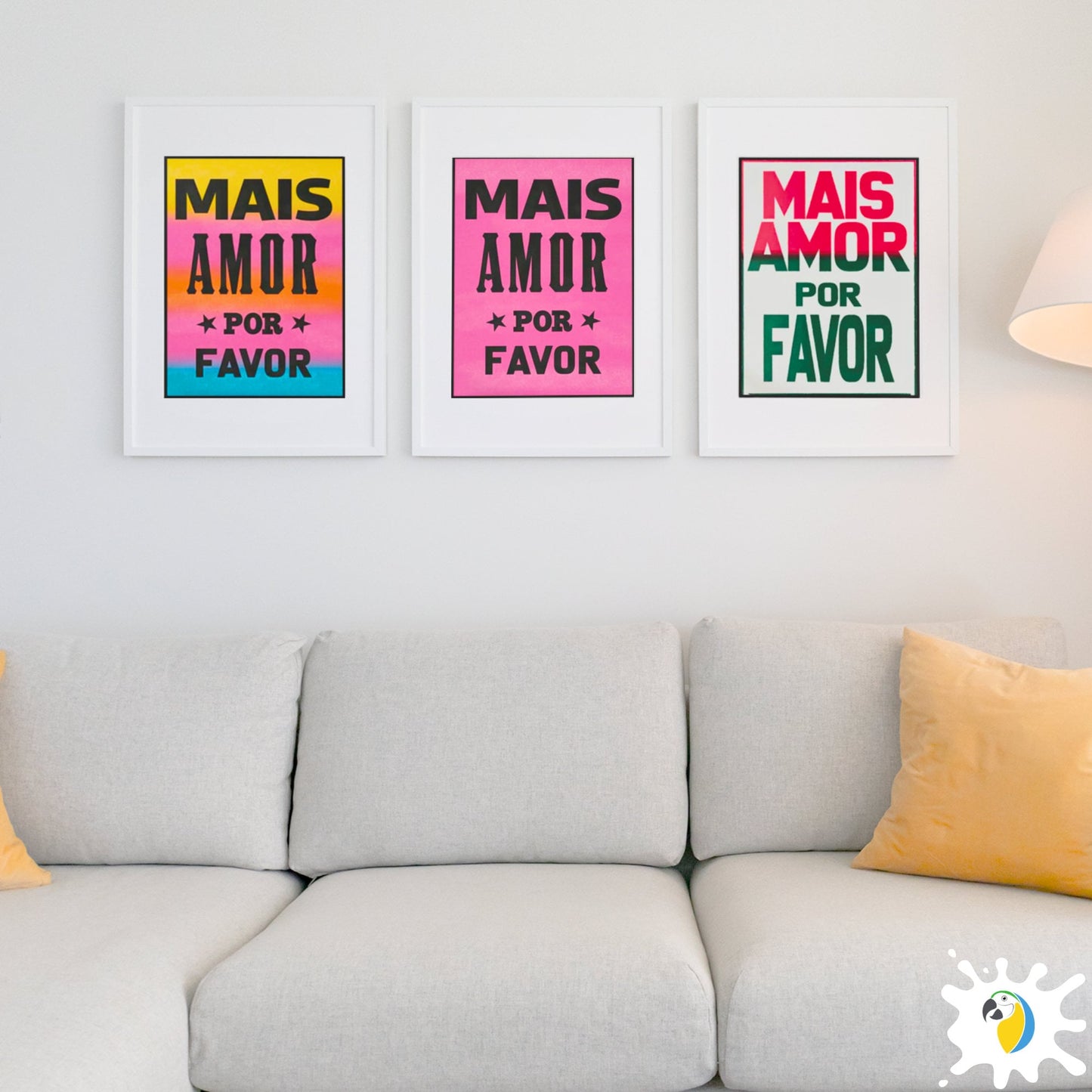 Brazil Lambe-Lambe Street Art Poster | Brazilian Portuguese "Mais Amor Por Favor" High-Quality Canvas Digital Print For Tropical Coastal Beach Decor | Papagaio Studio Etsy Shop