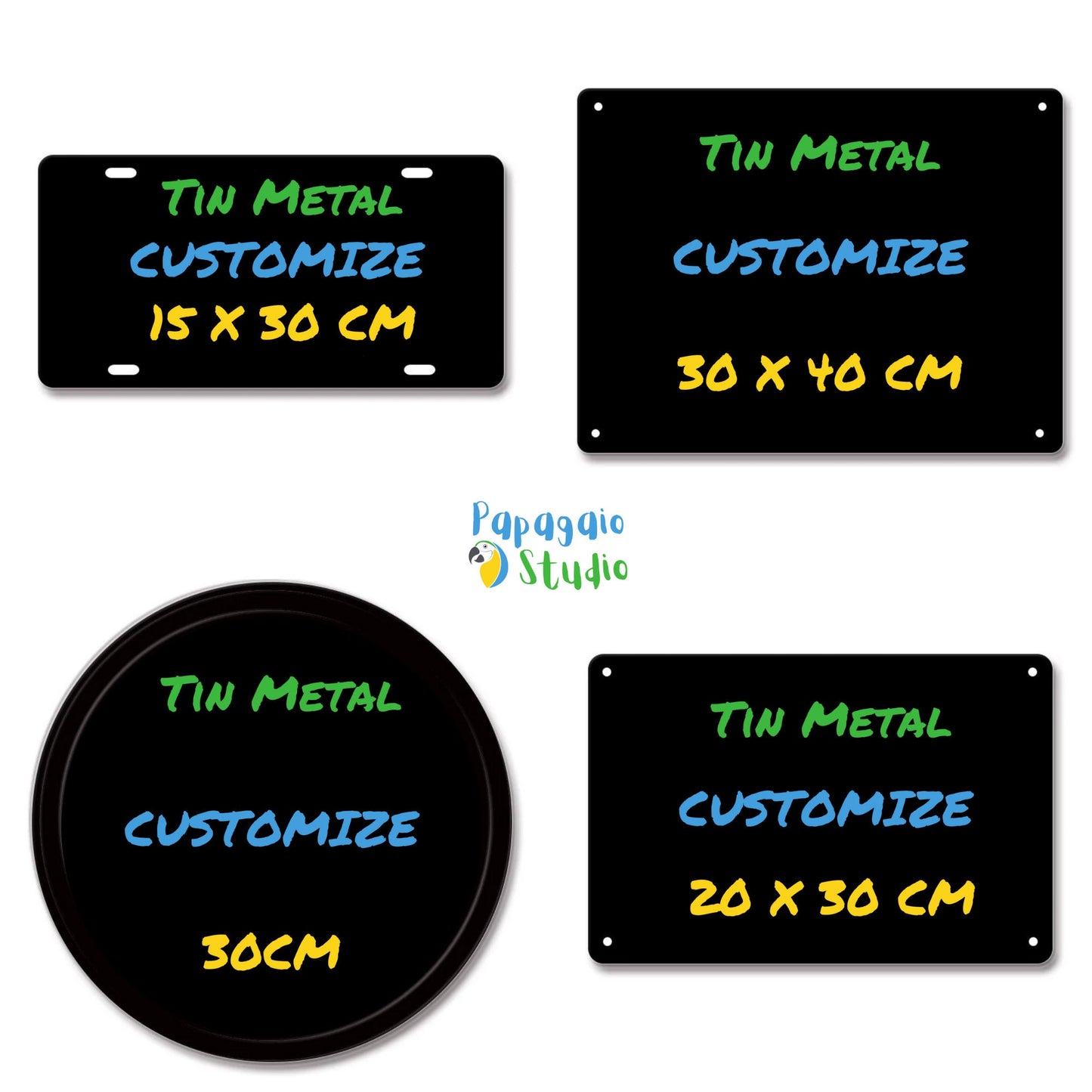 Custom Metal Sign | Customizable License Plate | Customized Vintage Tin Signs | Round & Rectangle Wall Decor Personalized Gift Plaque | Papagaio Studio Etsy Shop