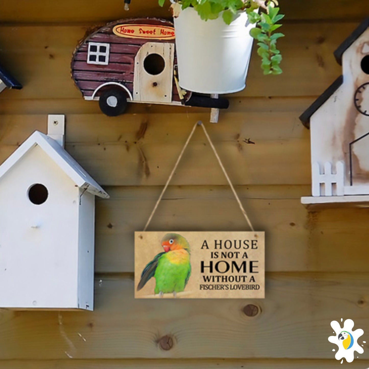 Home Bird Sign Wood Hanging | Toucan Amazon Parrot Cockatiel Canary Wooden Plaque For Porch Garden Outdoor Decor | Feathered Pet Lover Wall Hanging | Papagaio Studio Etsy Shop