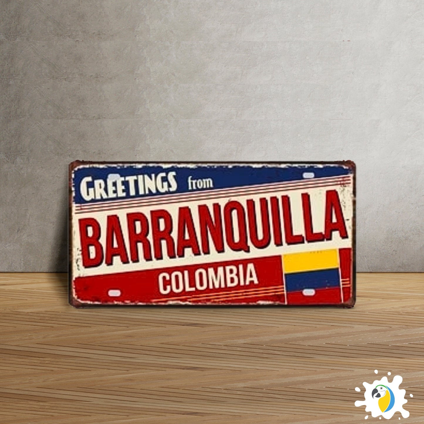 Colombia Mexico Brazil City Tin Sign | Latin America Tourist Souvenir Metal Plaque | Shabby Chic Home Decor Wall Art Gift For Latino | Papagaio Studio Etsy Shop